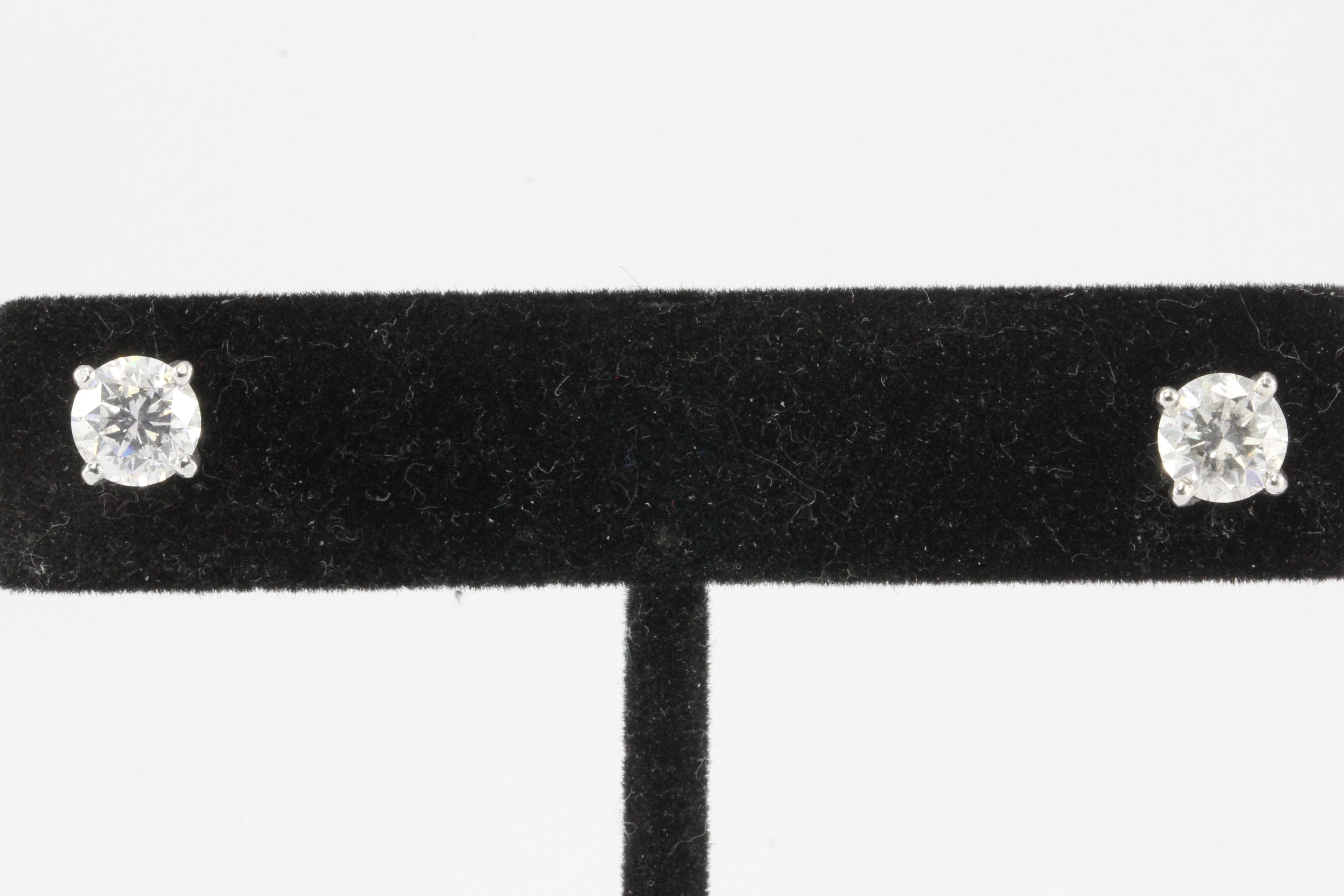 1.6 CTW Diamond 14K White Gold Earring Studs - Queen May