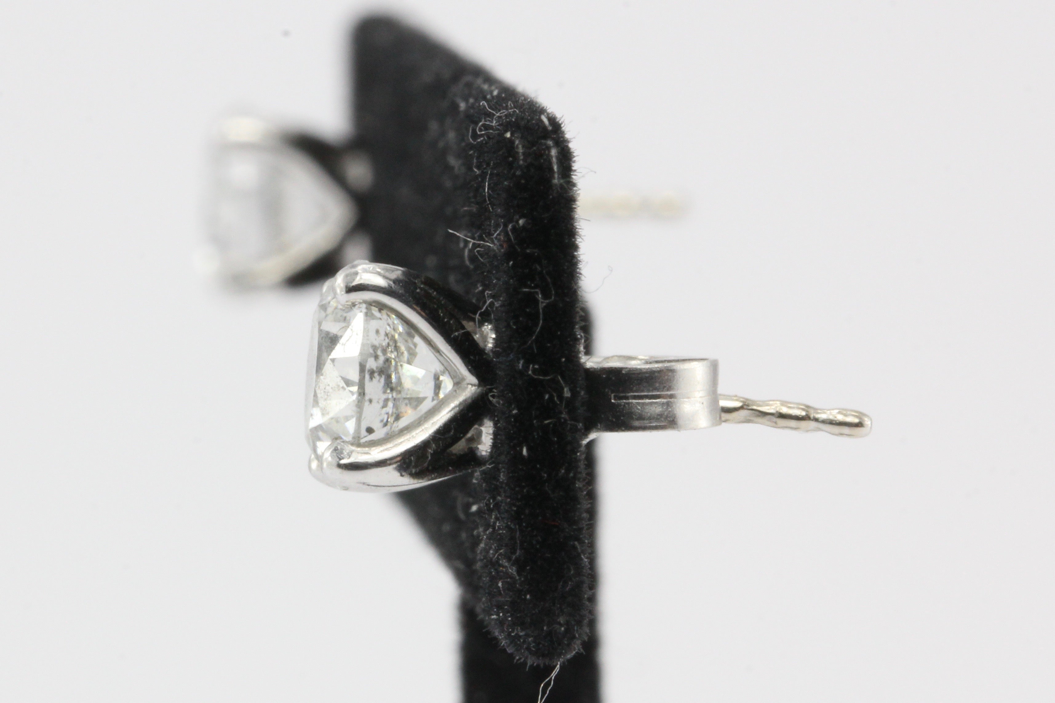 1.6 CTW Diamond 14K White Gold Earring Studs - Queen May