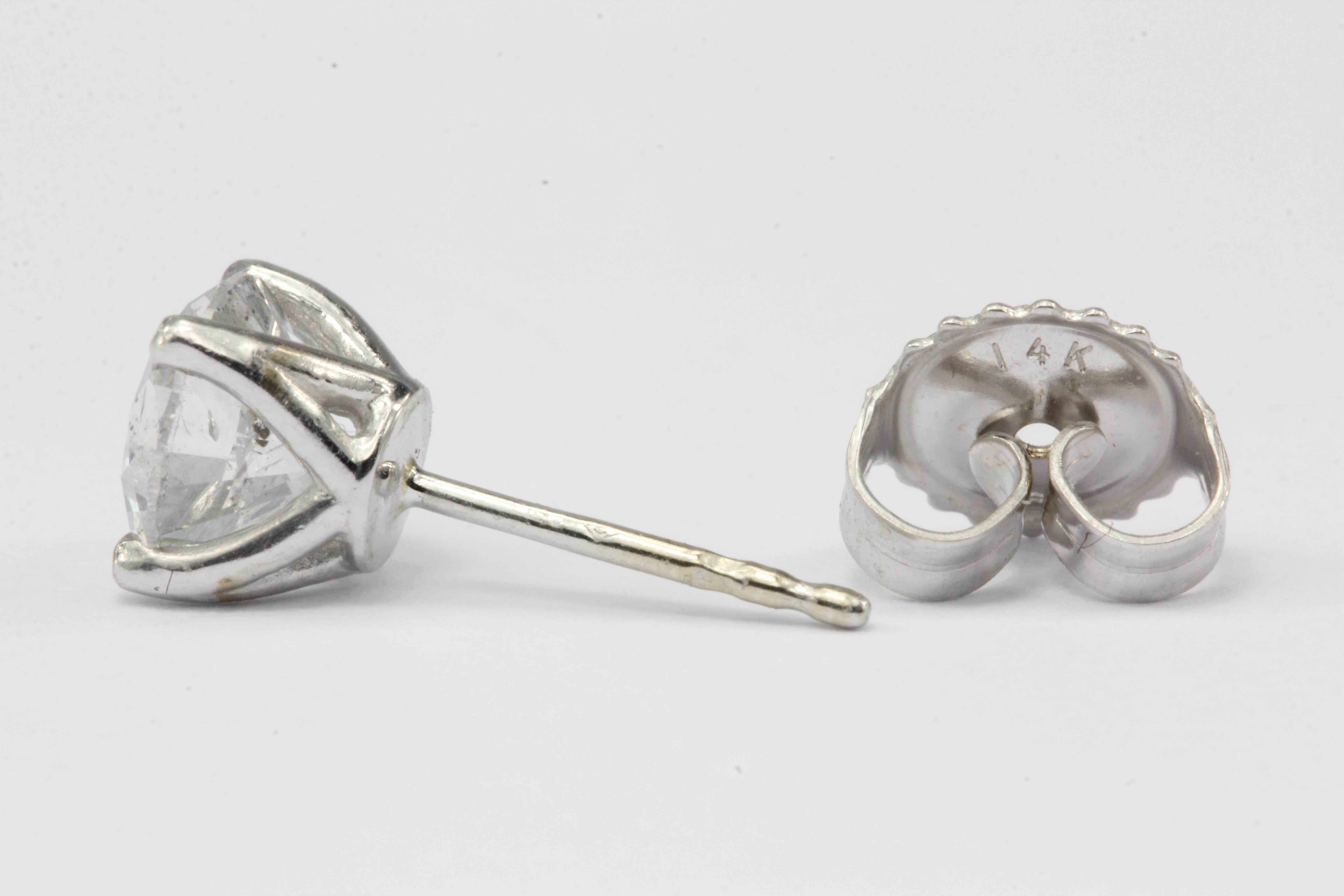 1.6 CTW Diamond 14K White Gold Earring Studs - Queen May