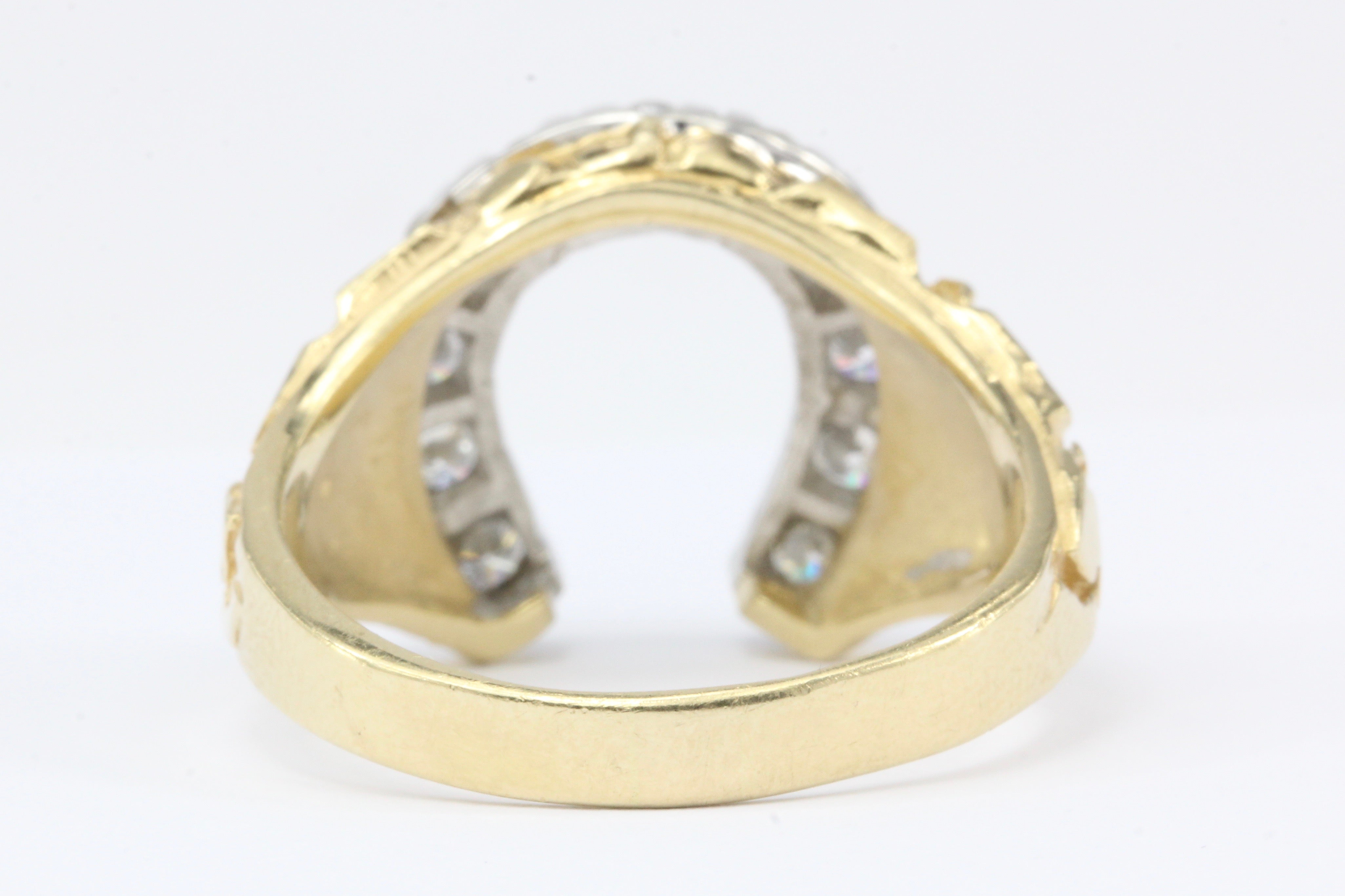 Retro 14K Yellow Gold 1 CTW Diamond Horseshoe Men's Ring Size 11.25 - Queen May