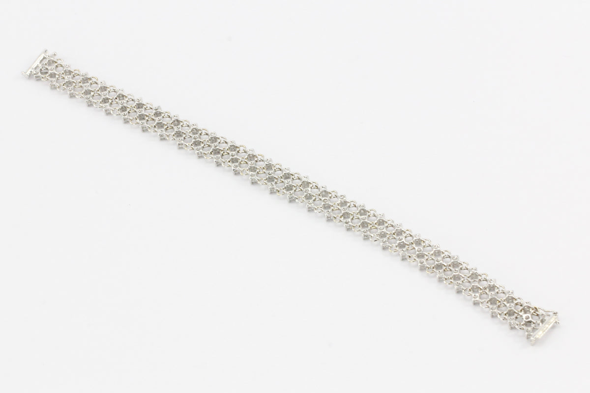 18k White gold 2 CTW Diamond Woven Bracelet - Queen May