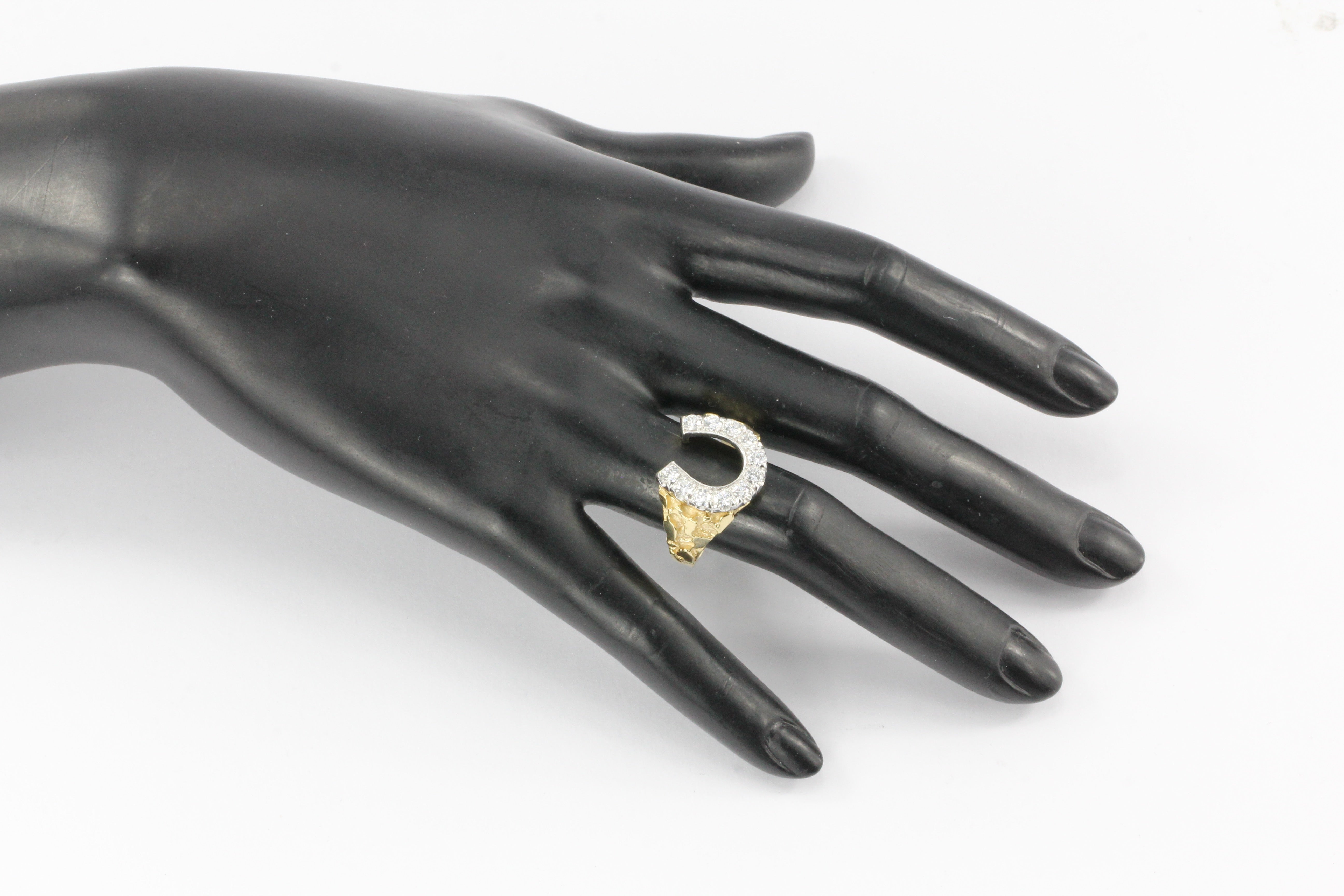 Retro 14K Yellow Gold 1 CTW Diamond Horseshoe Men's Ring Size 11.25 - Queen May