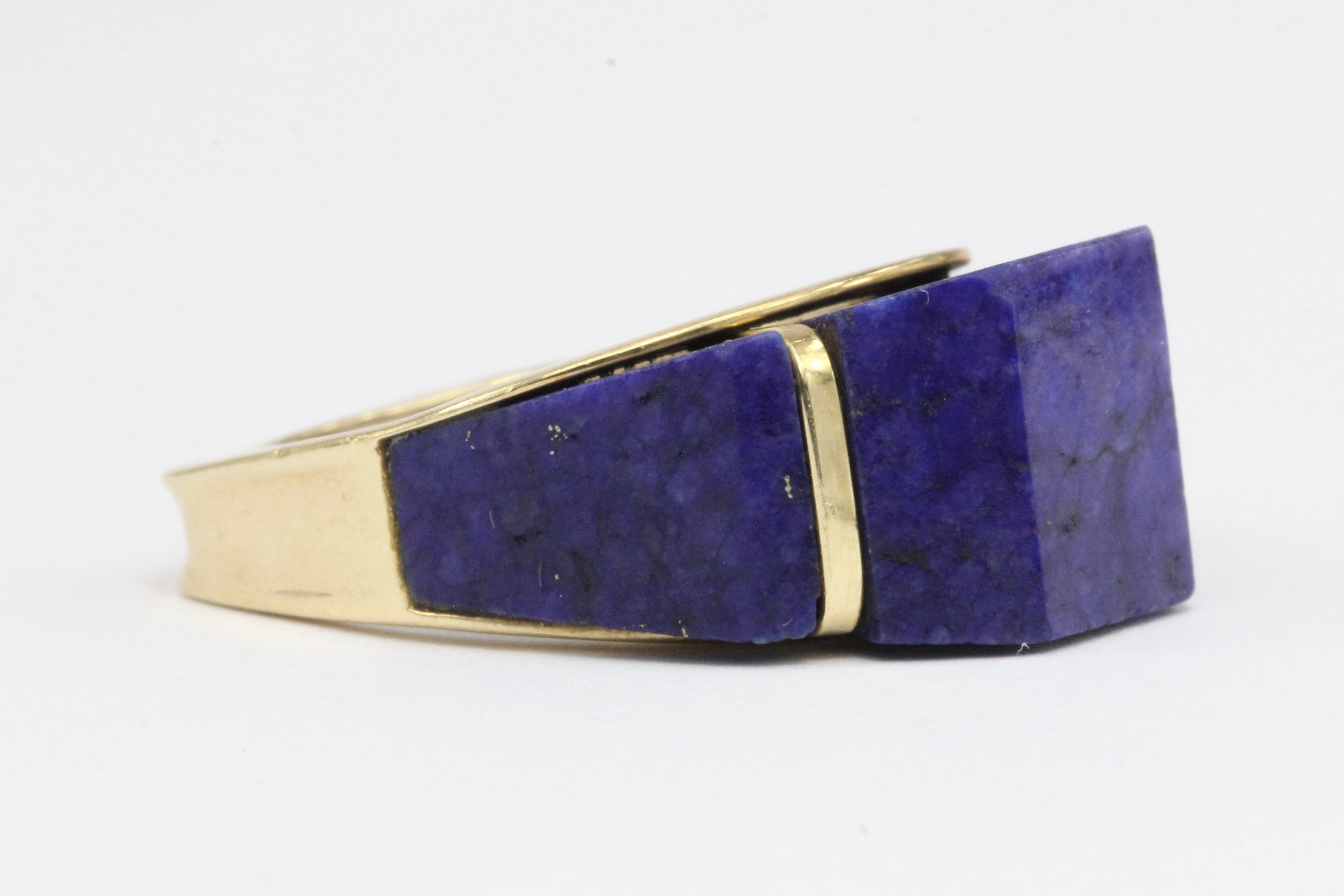 14K White Gold Lapis Lazuli Geometric Dome Ring Size 6 - Queen May