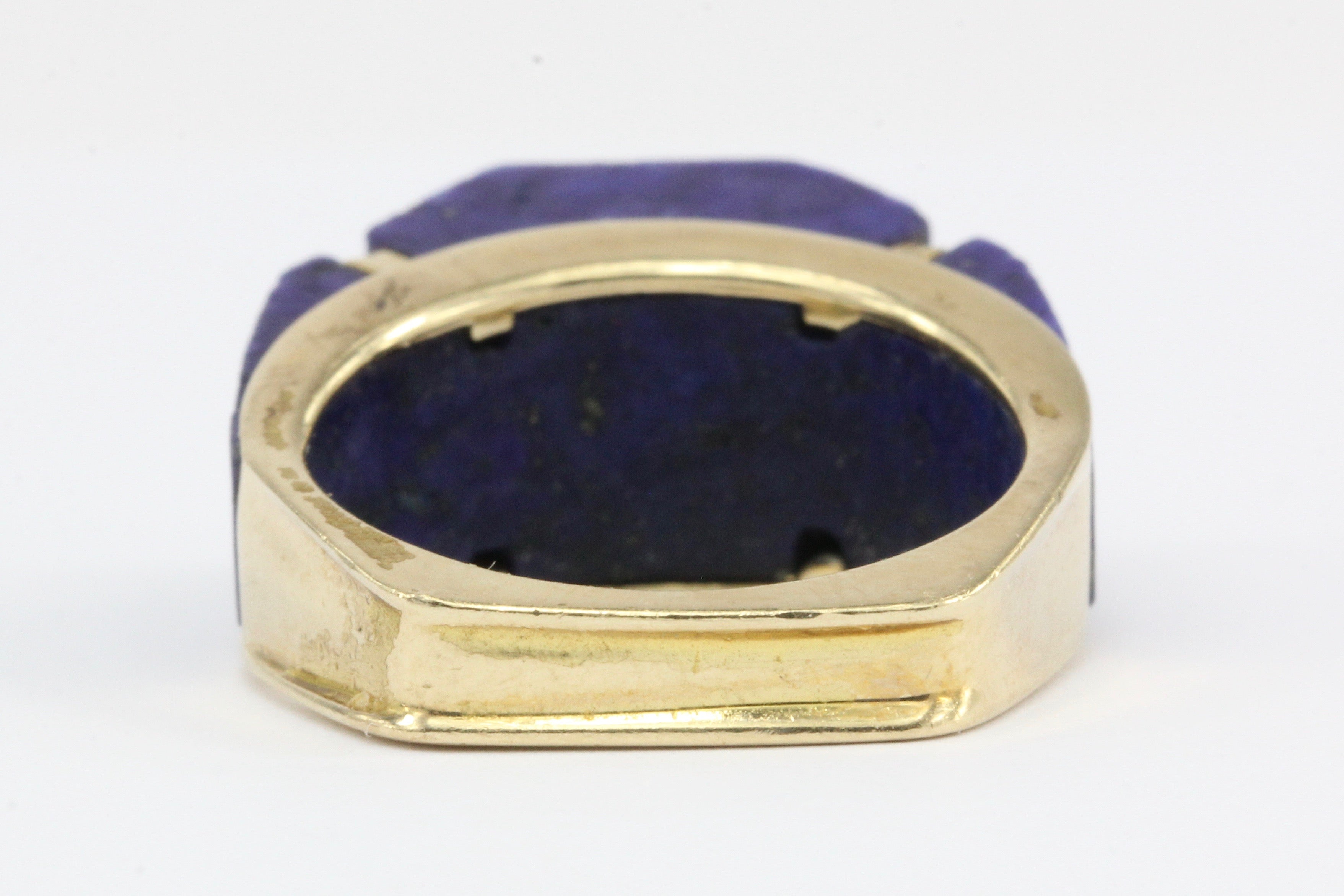 14K White Gold Lapis Lazuli Geometric Dome Ring Size 6 - Queen May