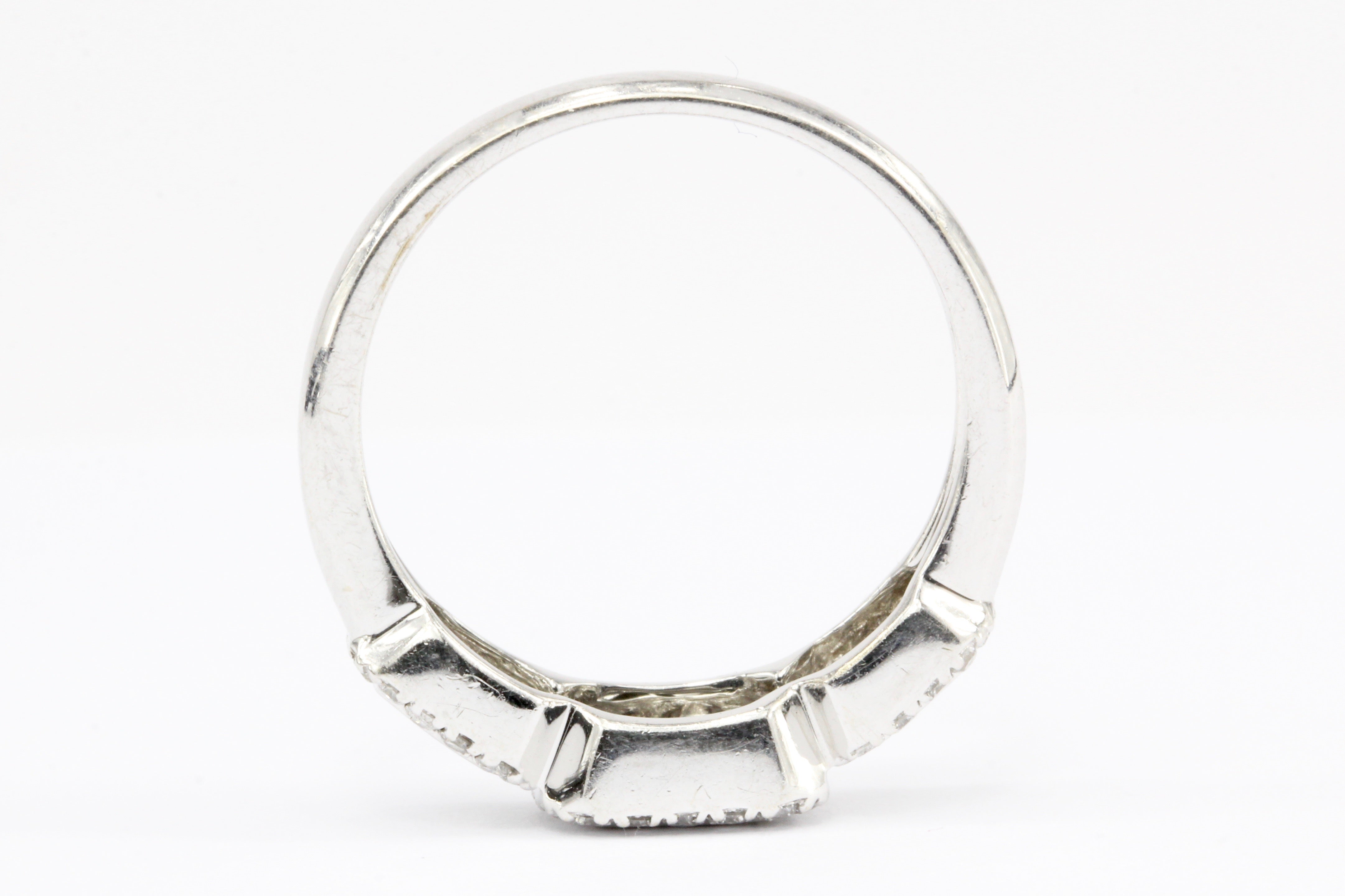 Effy 14K White Gold Diamond Baguette Ring Band Size 7 - Queen May