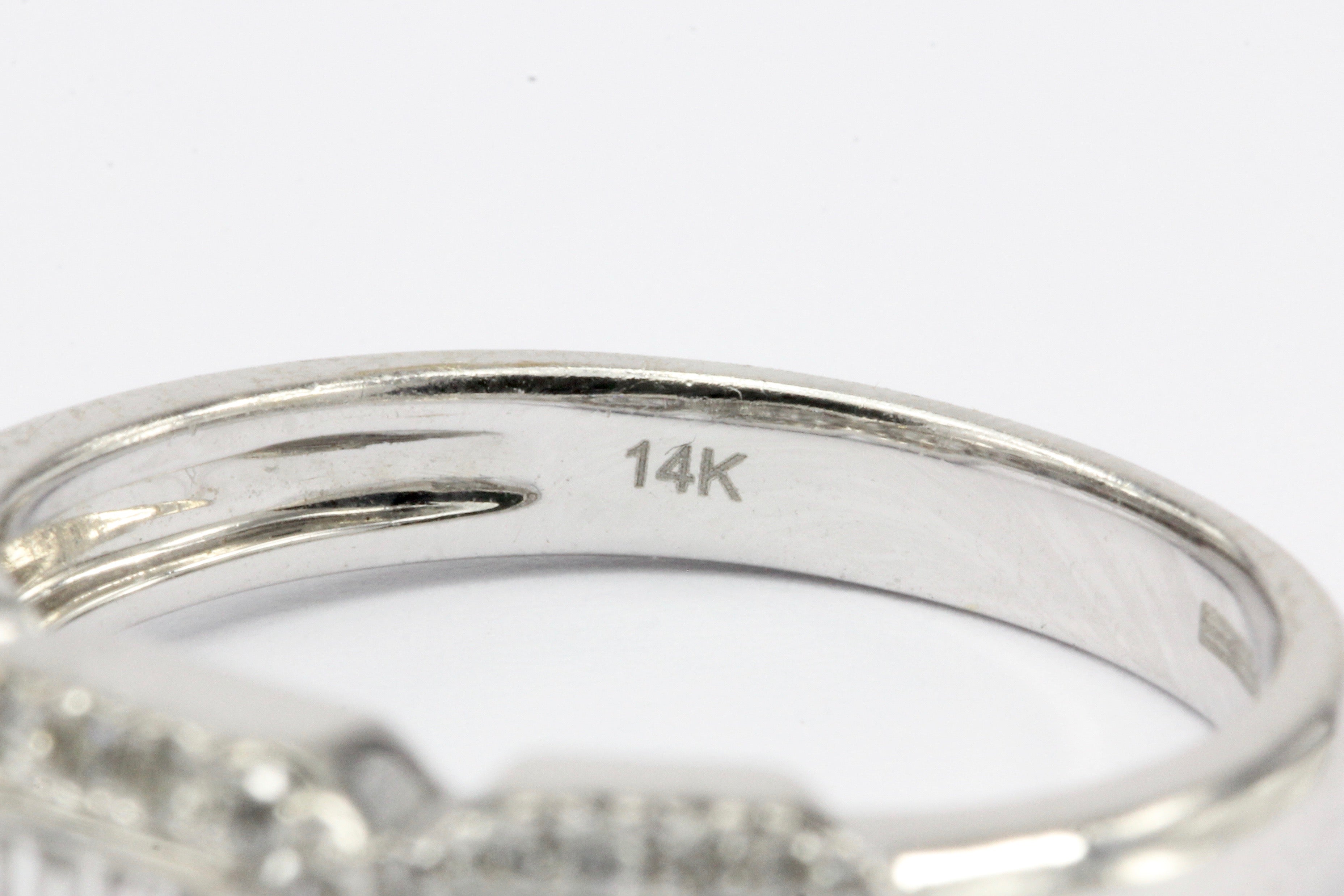 Effy 14K White Gold Diamond Baguette Ring Band Size 7 - Queen May
