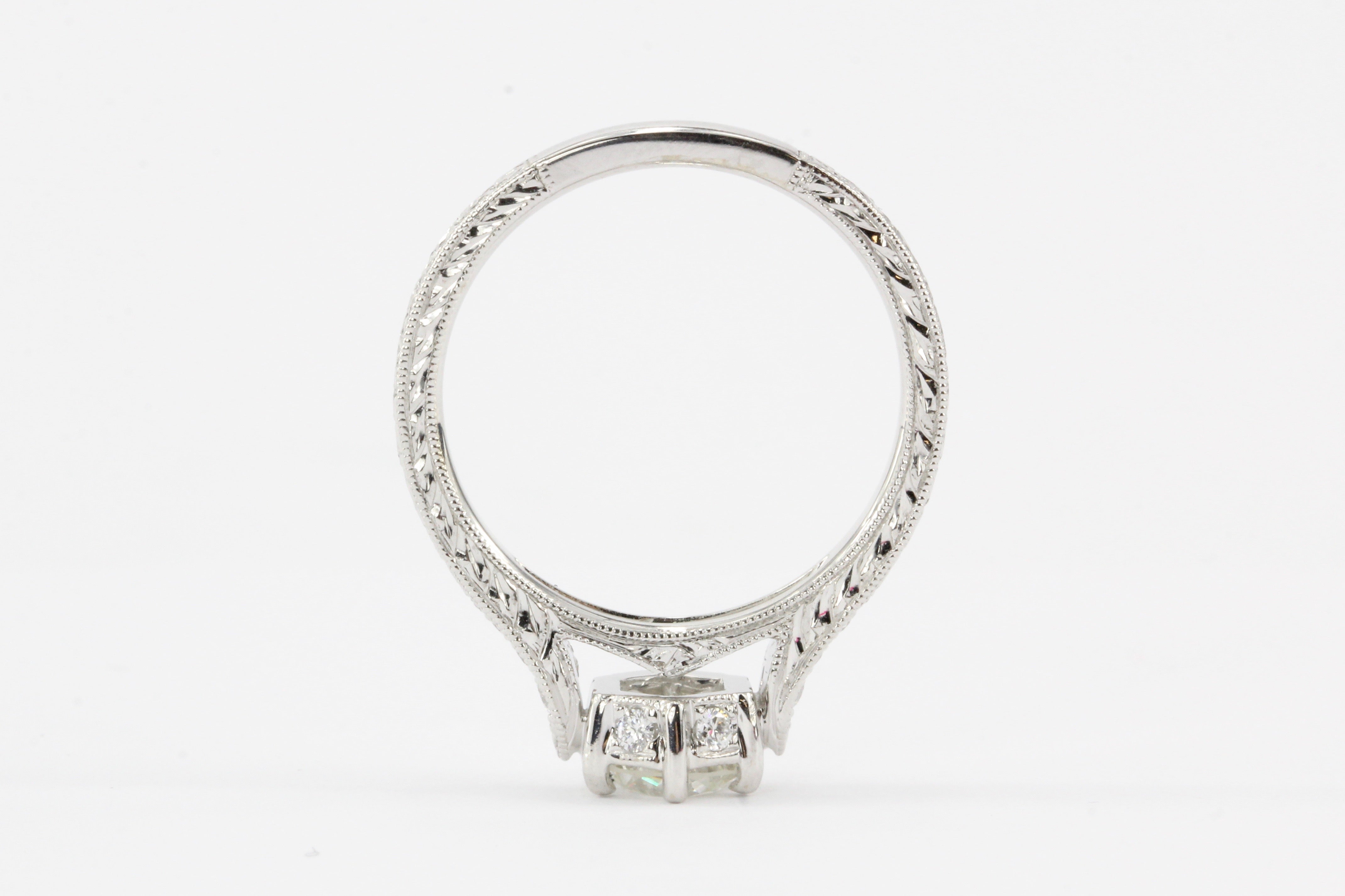 14K White Gold .72 CT Diamond Engagement Ring - Queen May