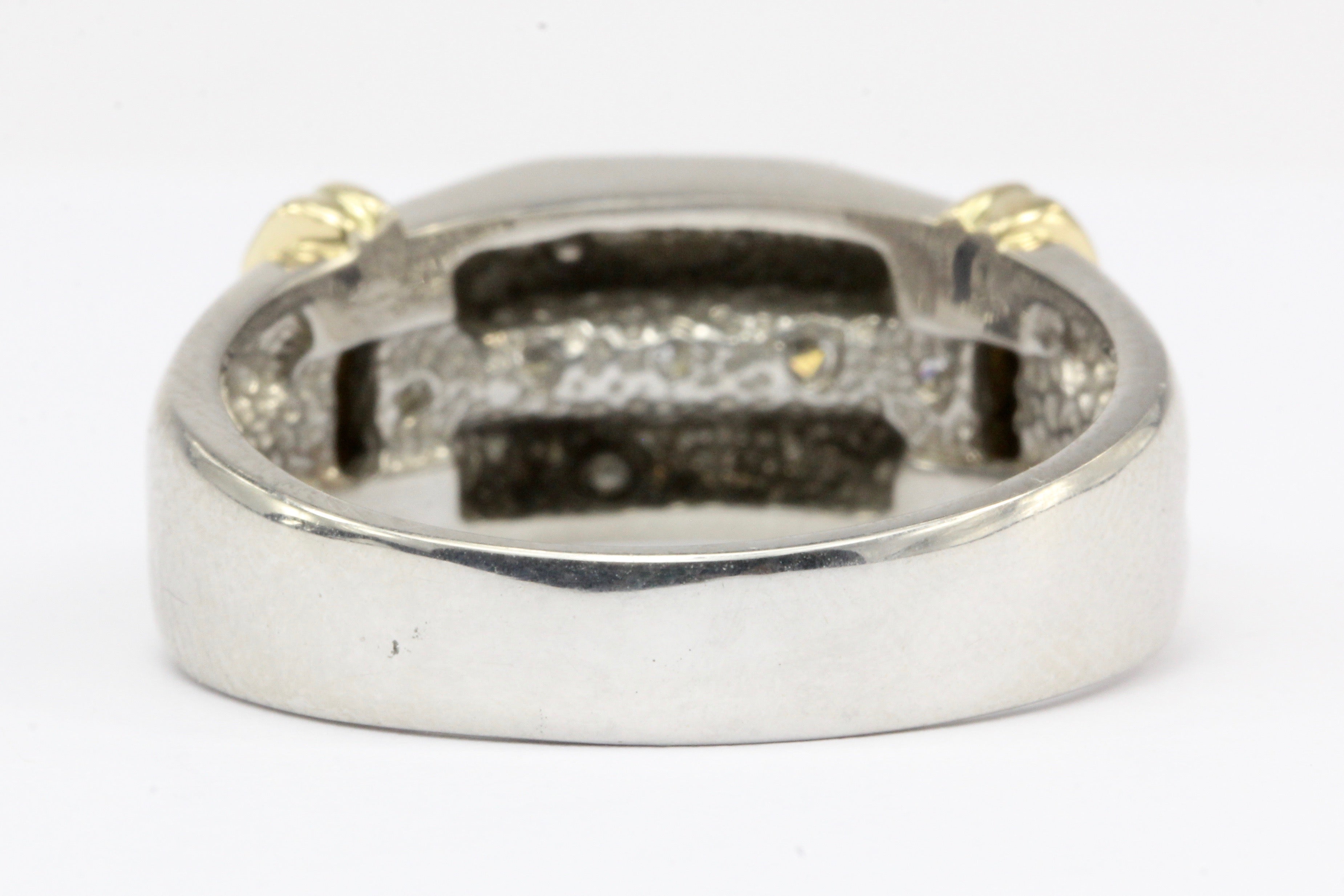 14K White & Yellow Gold Men's Diamond Dome Band Ring Size 11.25 - Queen May