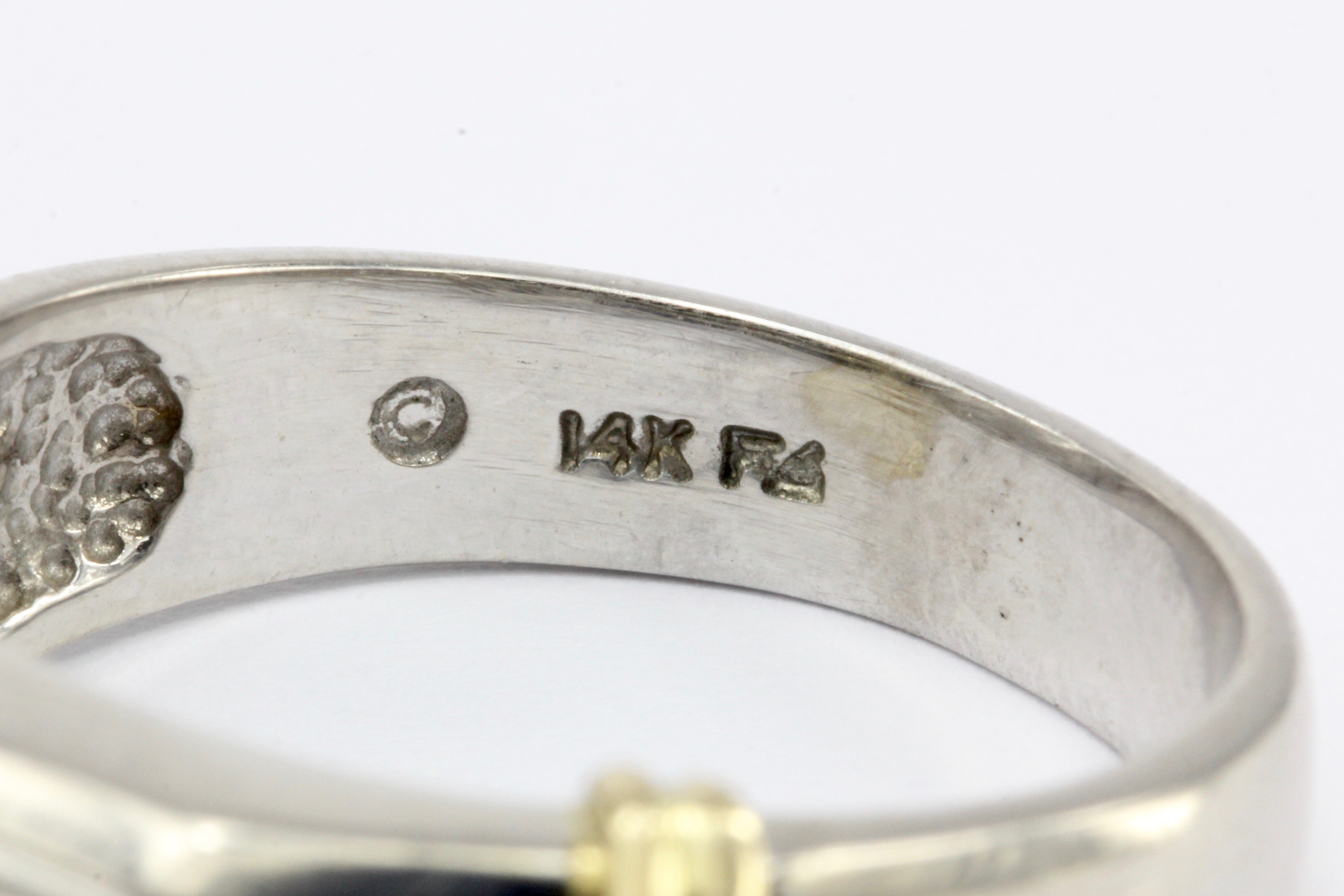 14K White & Yellow Gold Men's Diamond Dome Band Ring Size 11.25 - Queen May