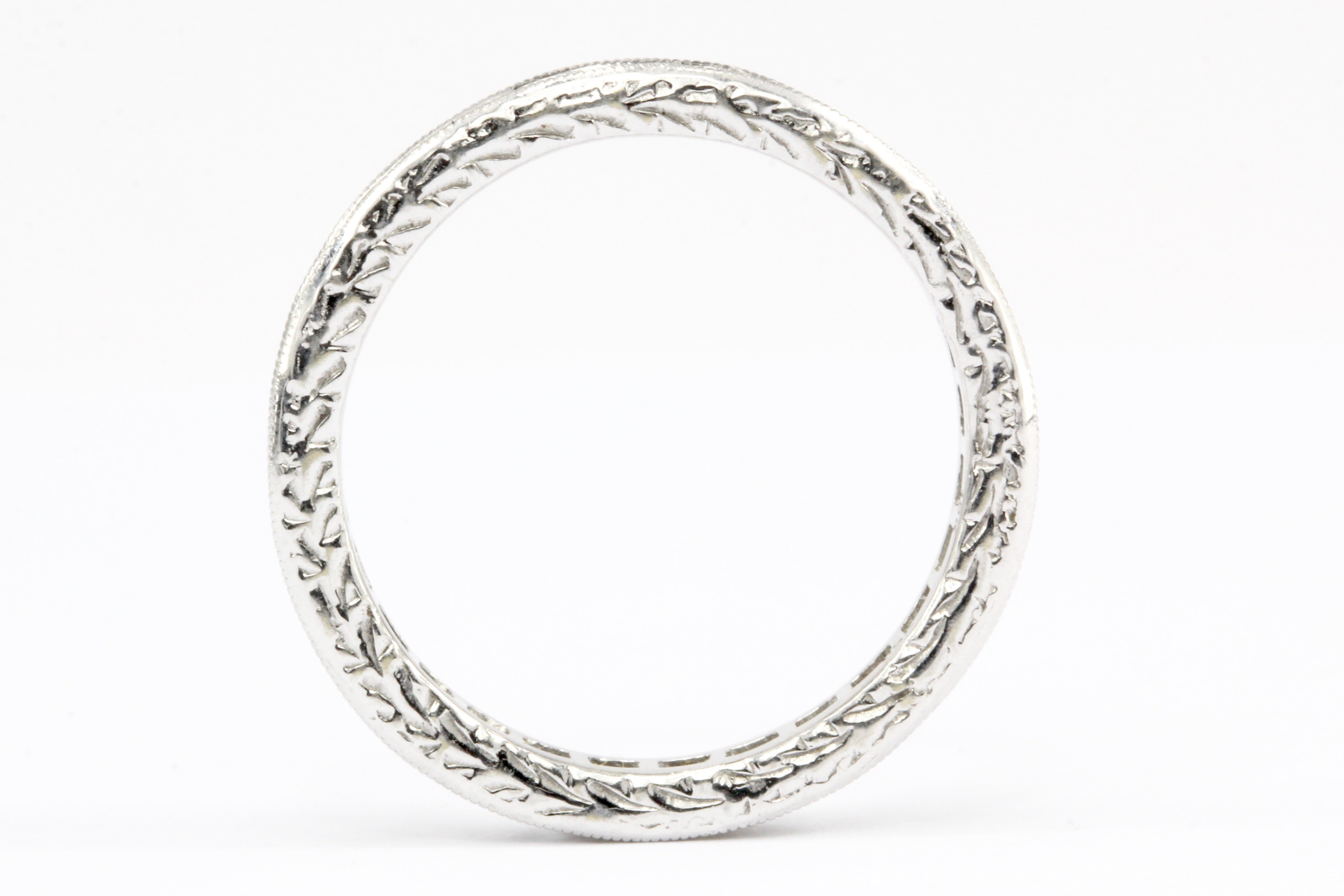 18K White Gold White and Champagne Diamond Eternity Band Ring Size 5.5 - Queen May