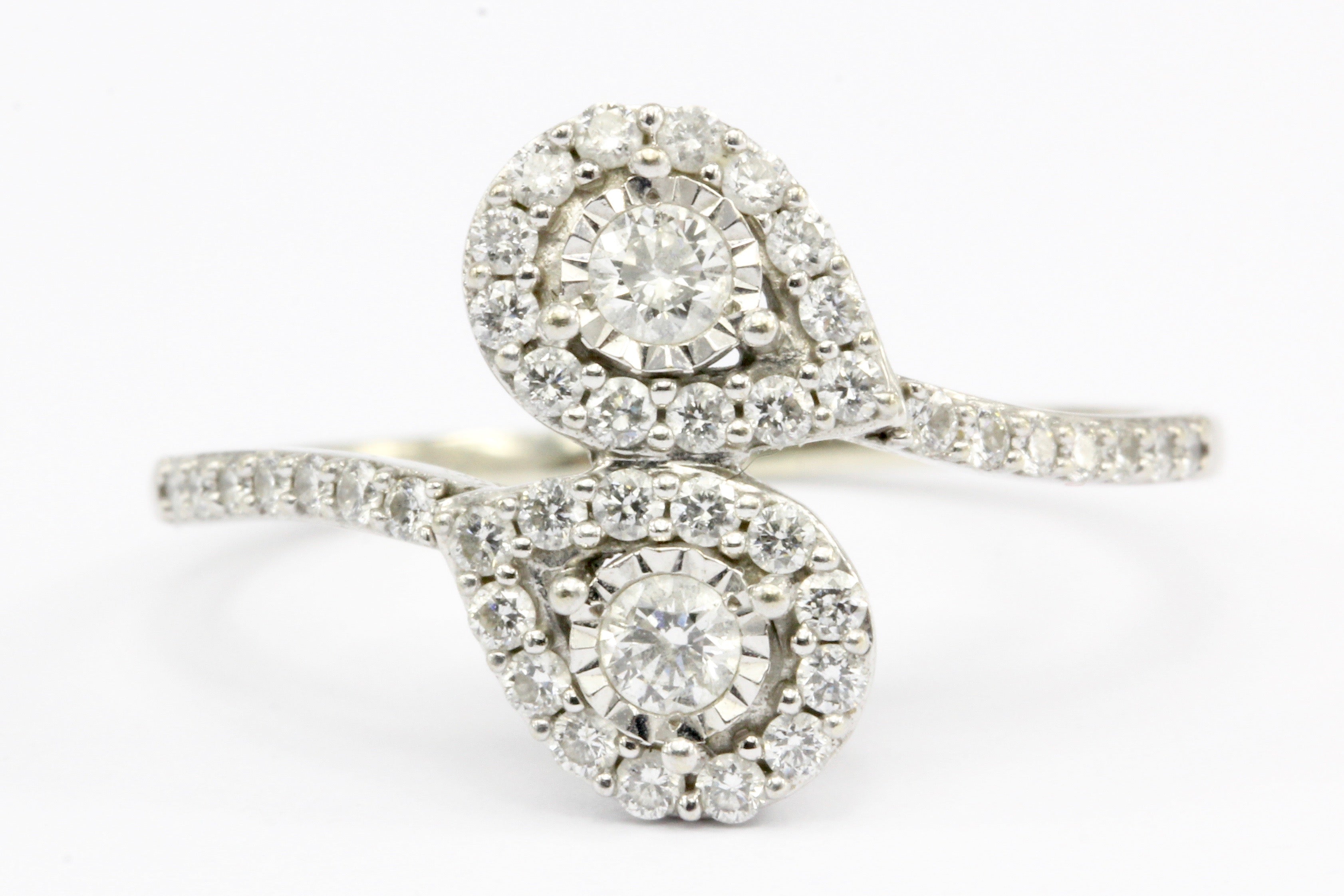 10K White Gold .50 CTW Diamond Bypass Ring Size 8 - Queen May