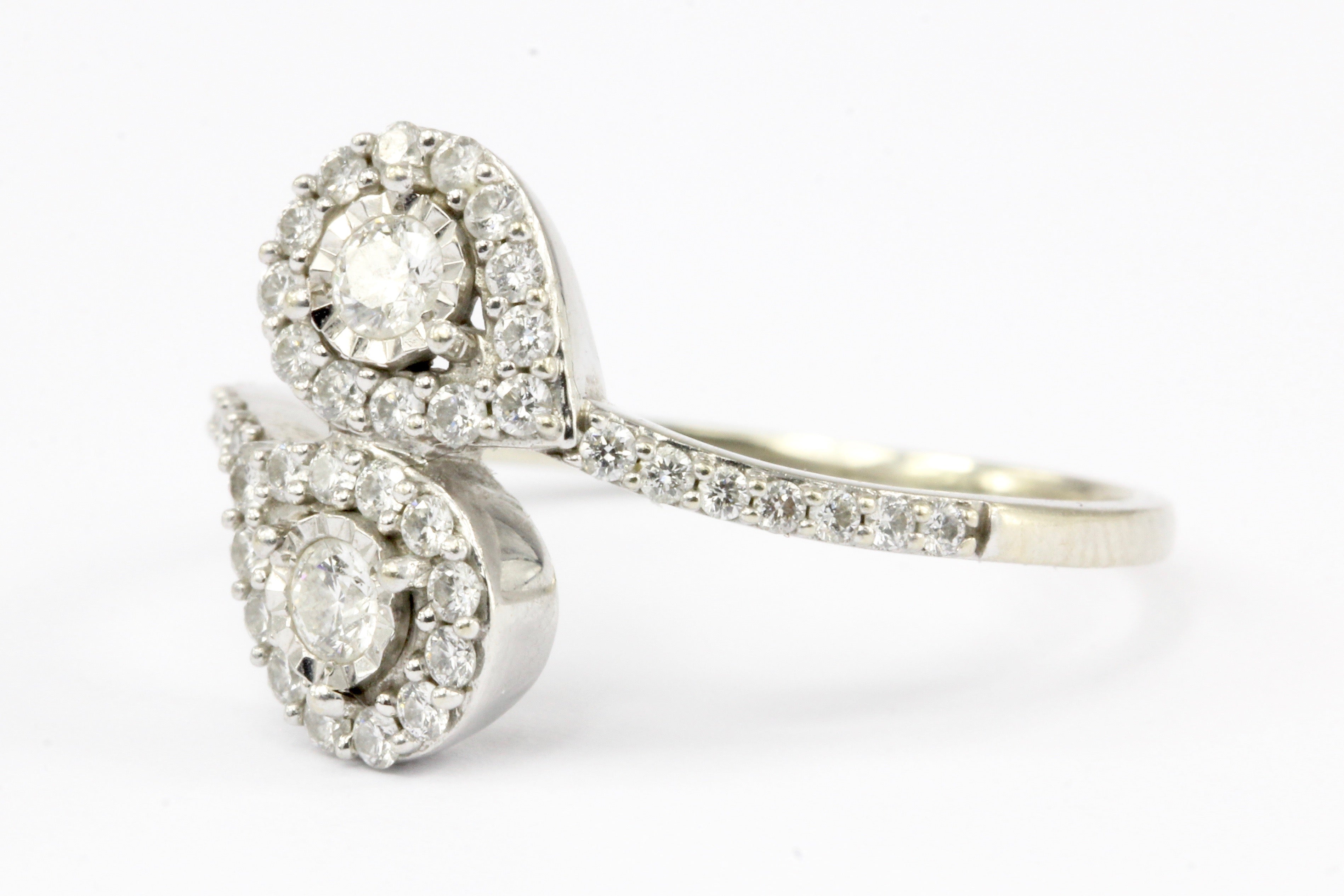 10K White Gold .50 CTW Diamond Bypass Ring Size 8 - Queen May