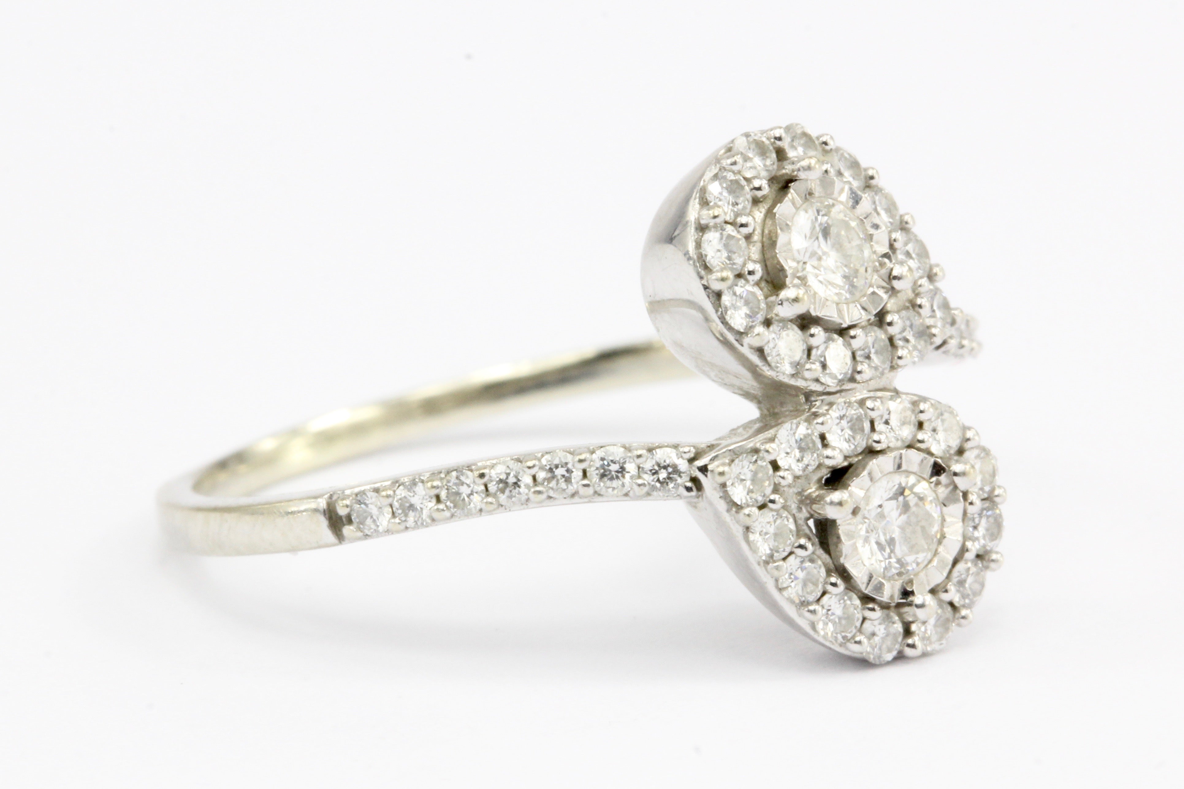 10K White Gold .50 CTW Diamond Bypass Ring Size 8 - Queen May