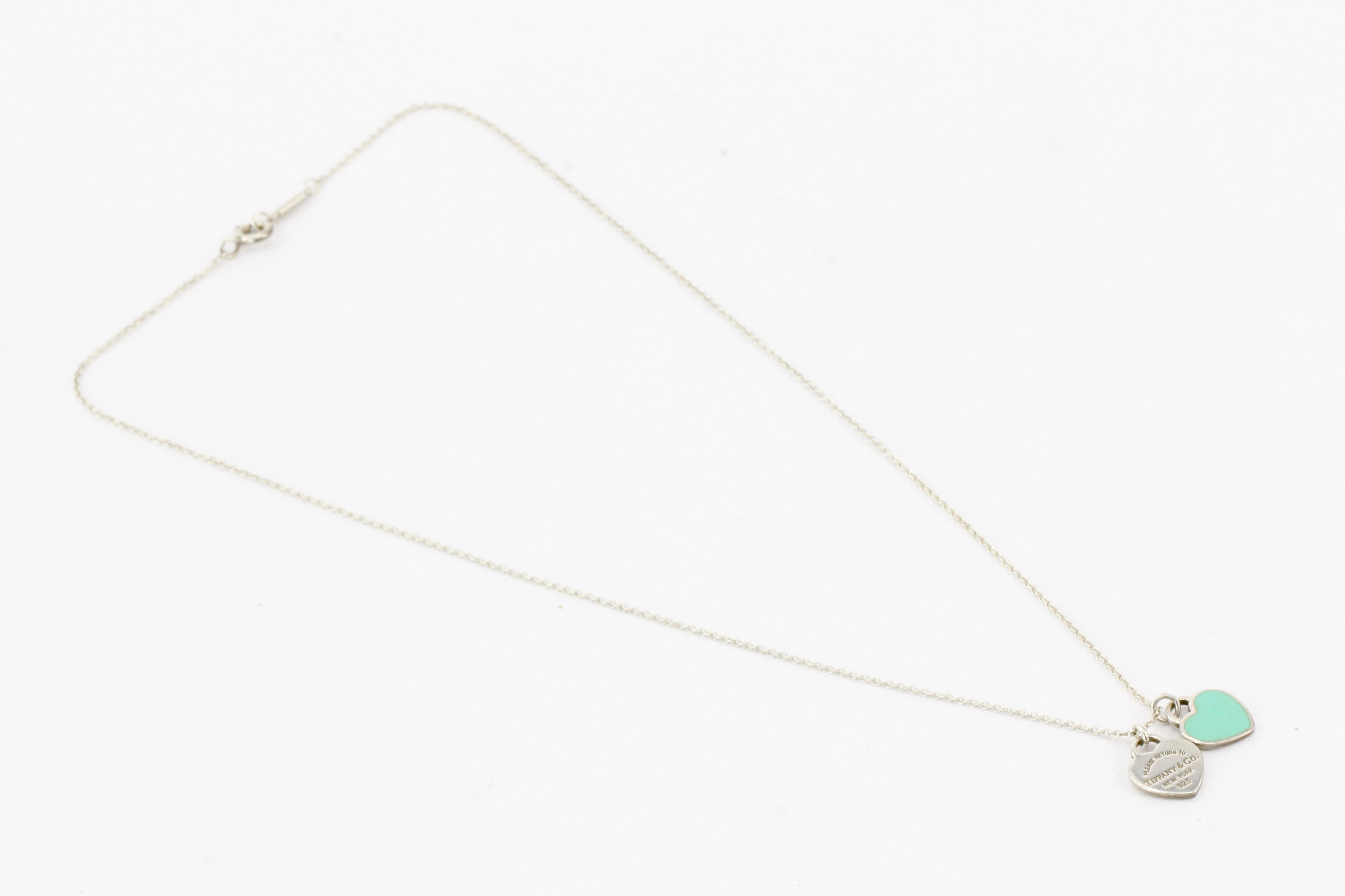 Tiffany & Co. Enamel Sterling Silver Heart Pendant Necklace - Queen May