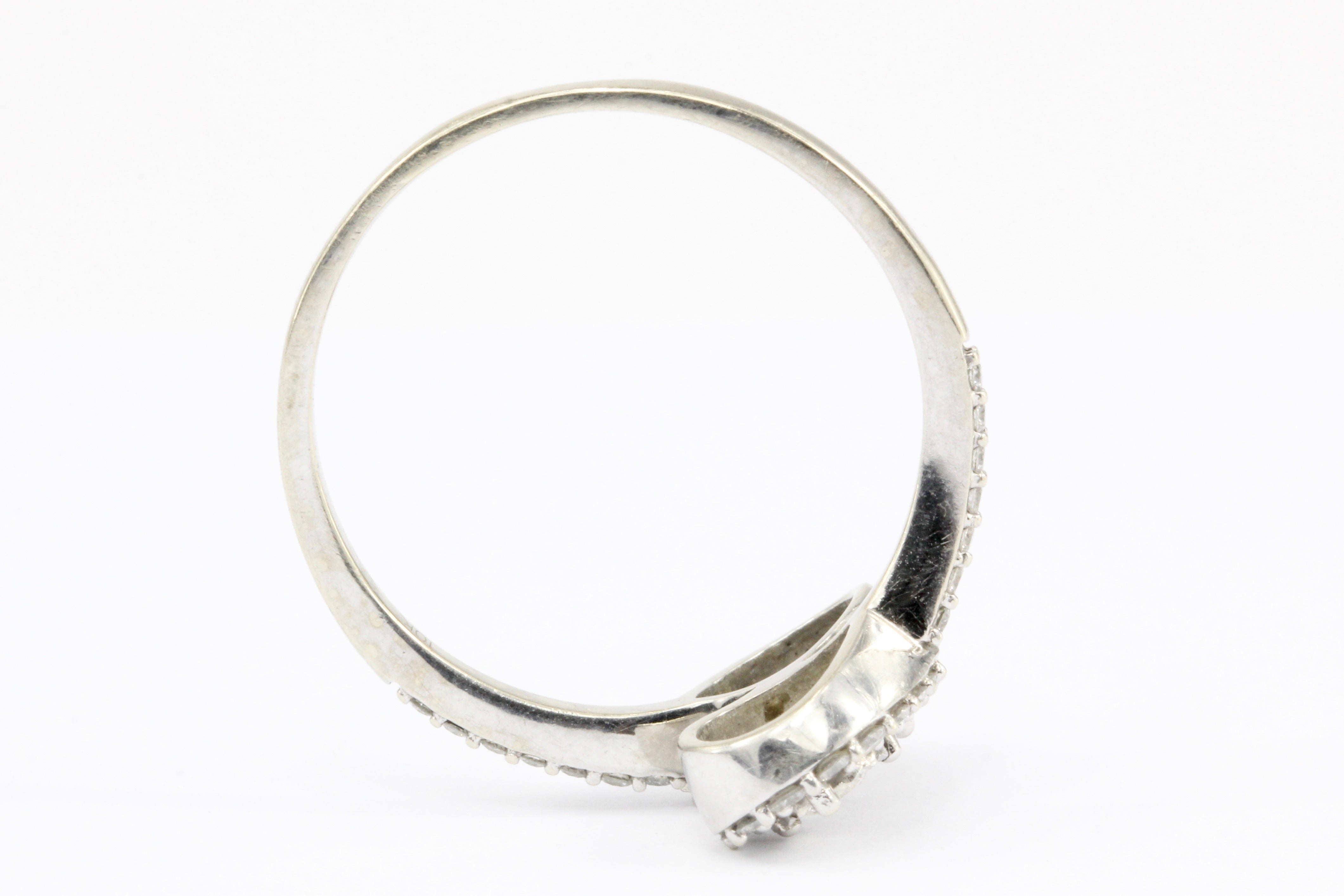 10K White Gold .50 CTW Diamond Bypass Ring Size 8 - Queen May