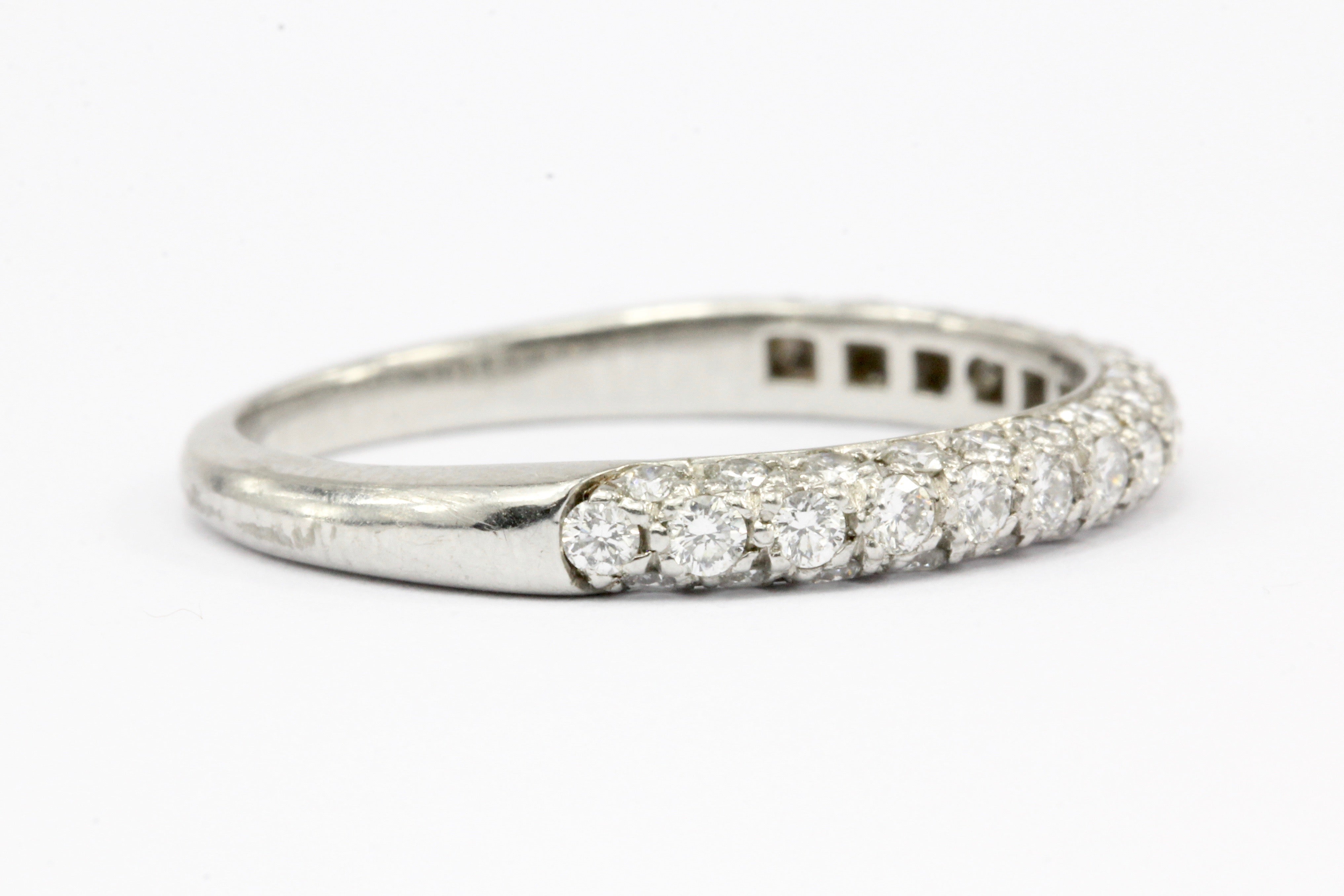 Platinum .50 CTW Diamond Half Eternity Band Size 6.75 - Queen May