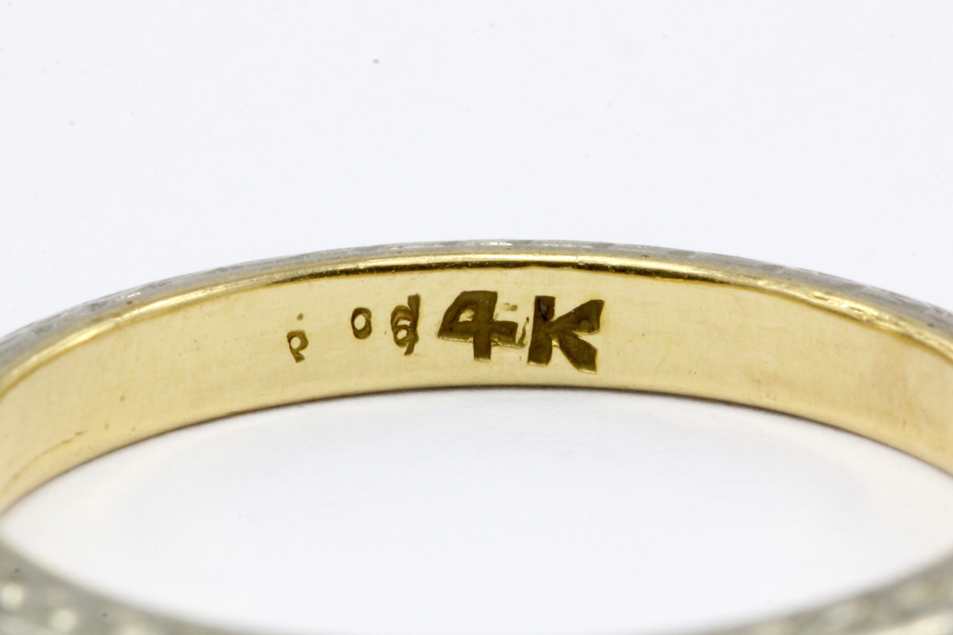 Art Deco 14K White Gold Engraved Wedding Band Size 6 - Queen May