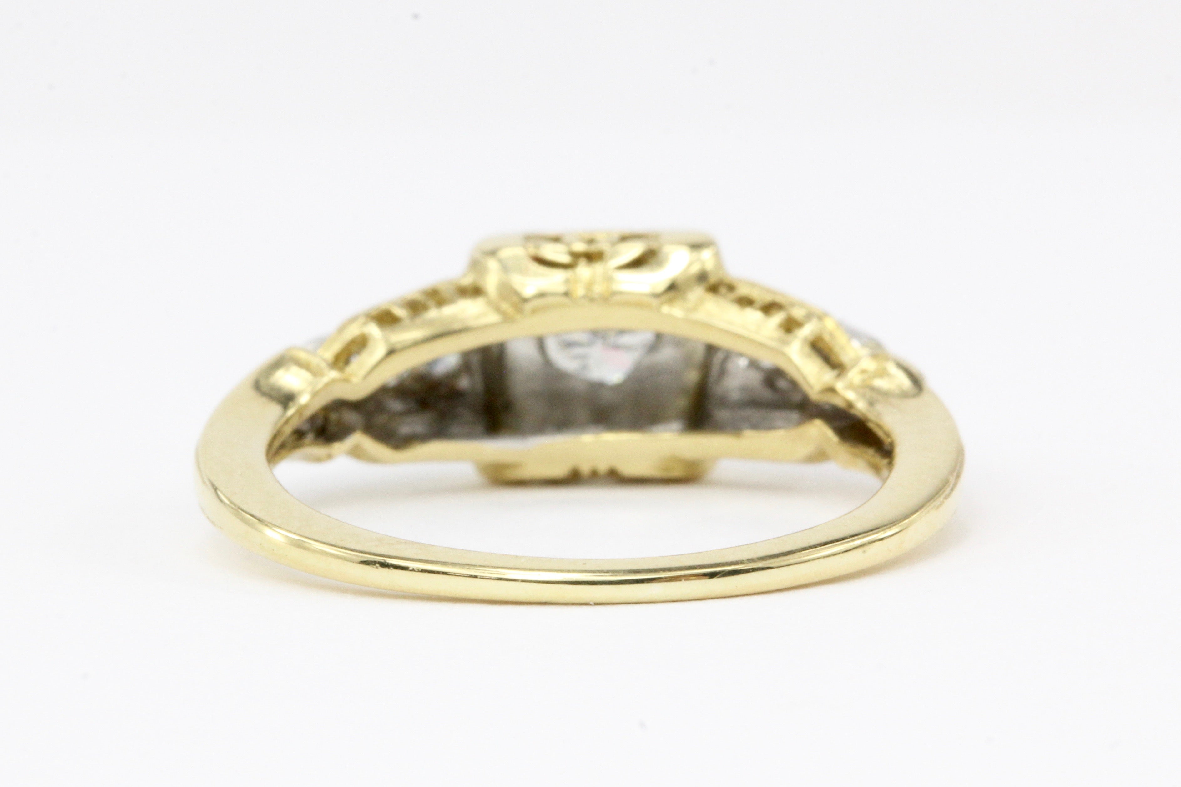 Retro 18K White & Yellow Gold .16 CTR Diamond Ring - Queen May