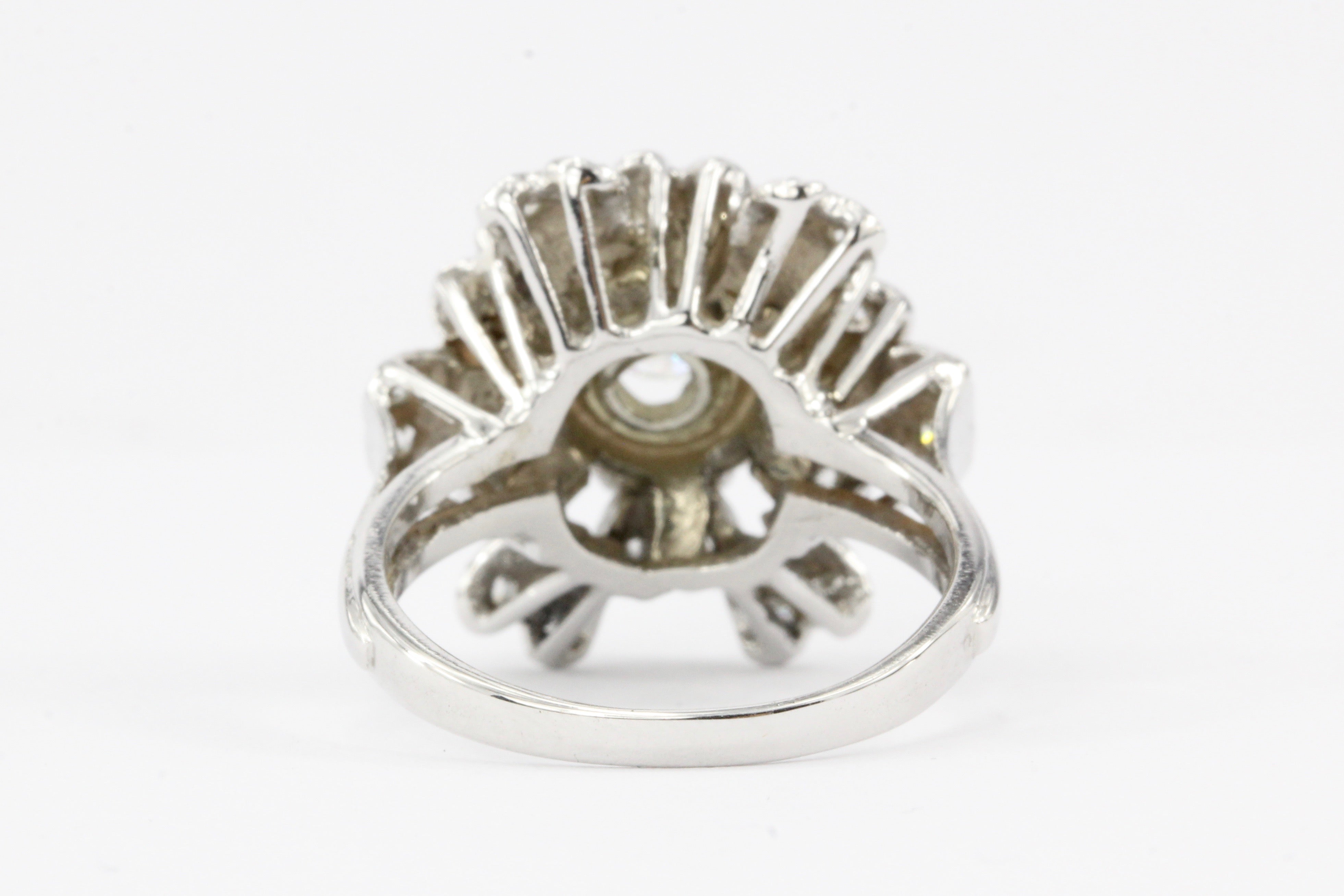 14K White Gold .37 CTR Diamond Flower Ring - Queen May