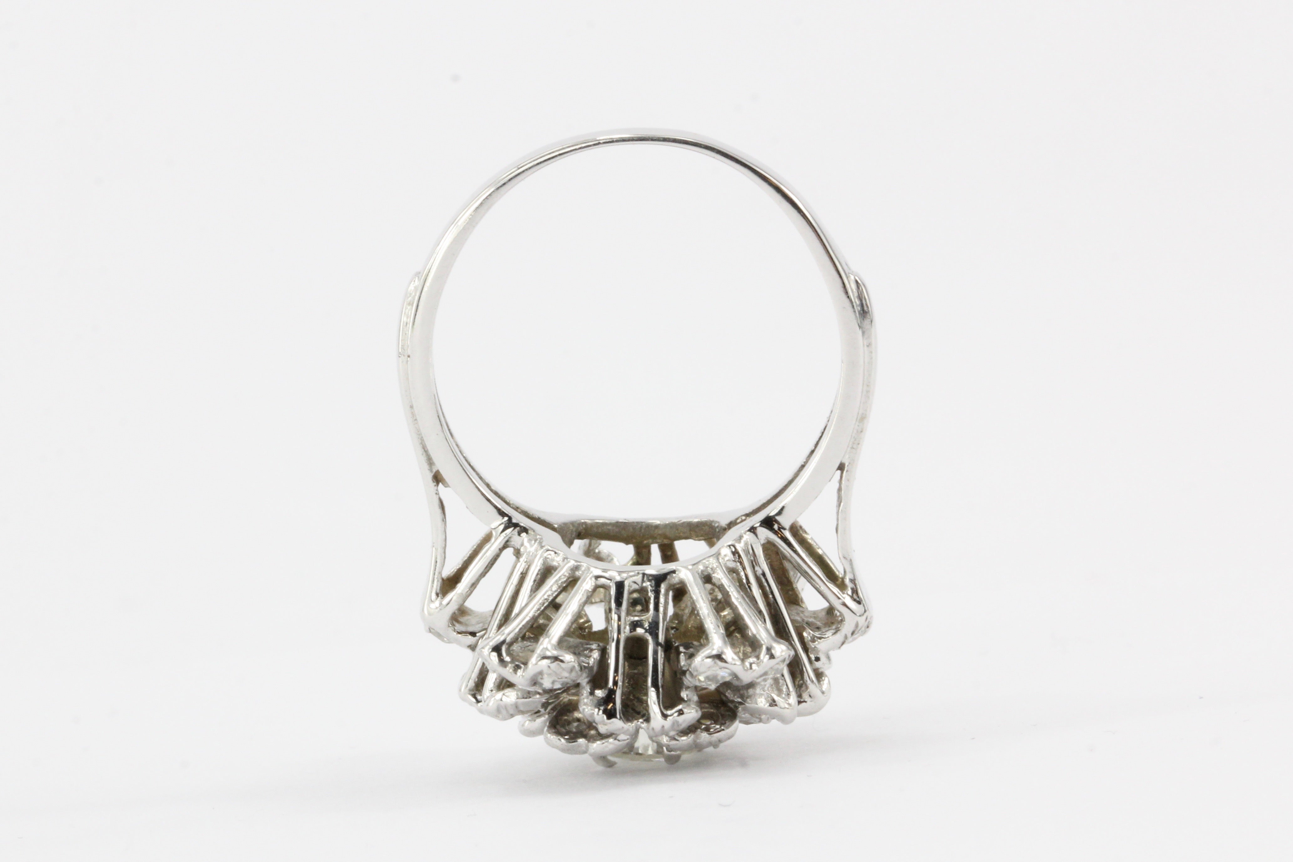 14K White Gold .37 CTR Diamond Flower Ring - Queen May