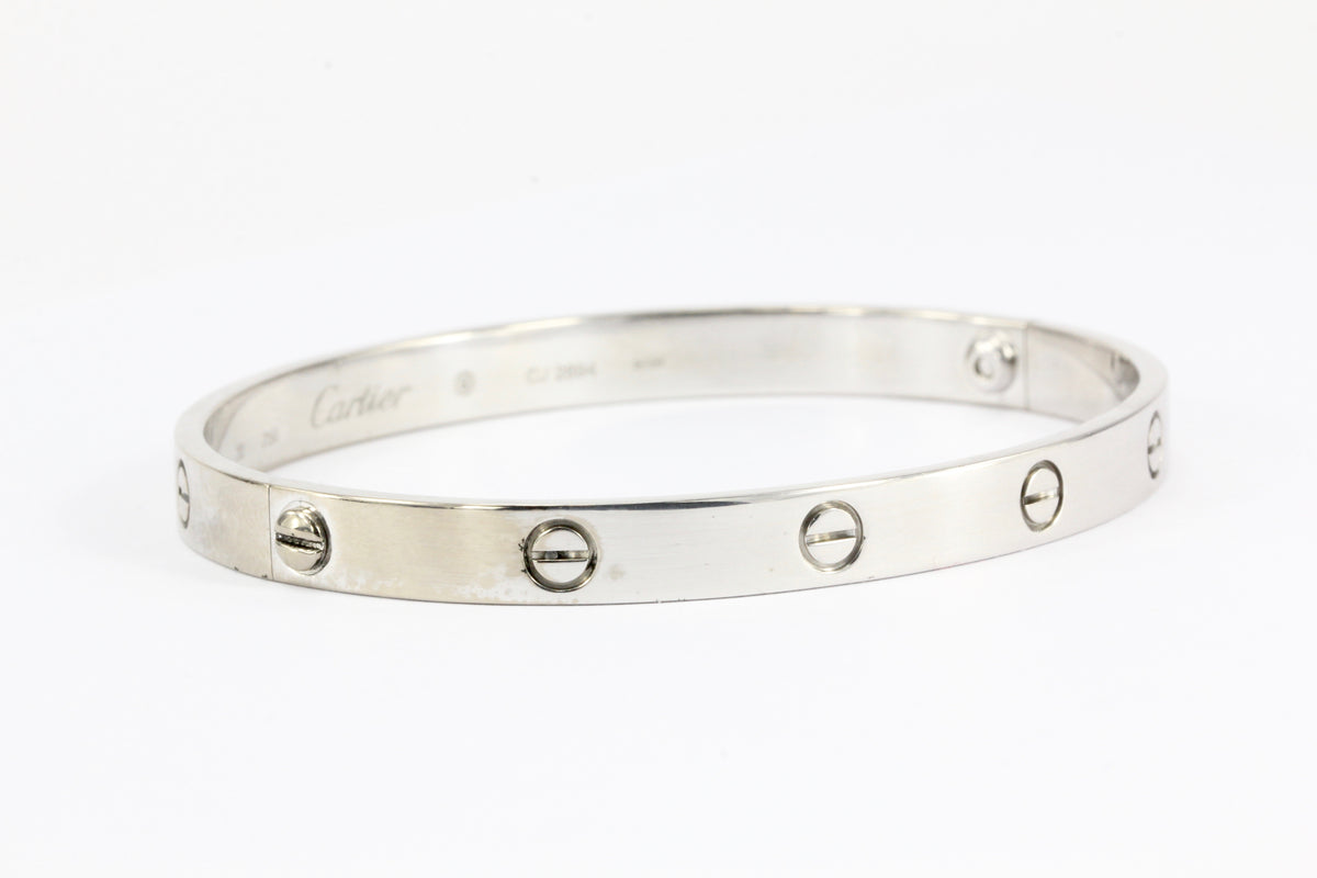 18K White Gold Cartier Love Bracelet Bangle - Queen May