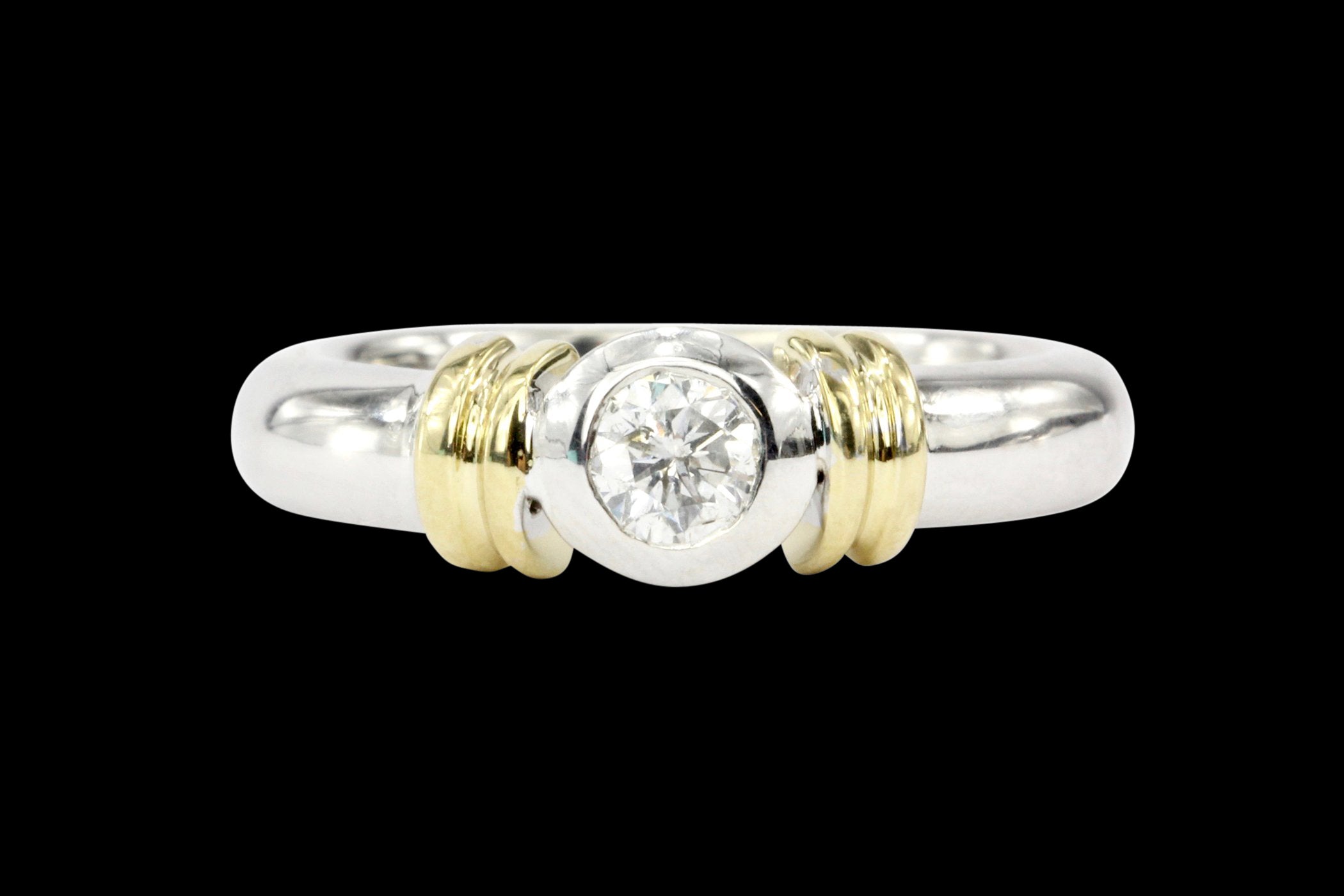 14K White & Yellow Gold .20CT Diamond Engagement Ring - Queen May