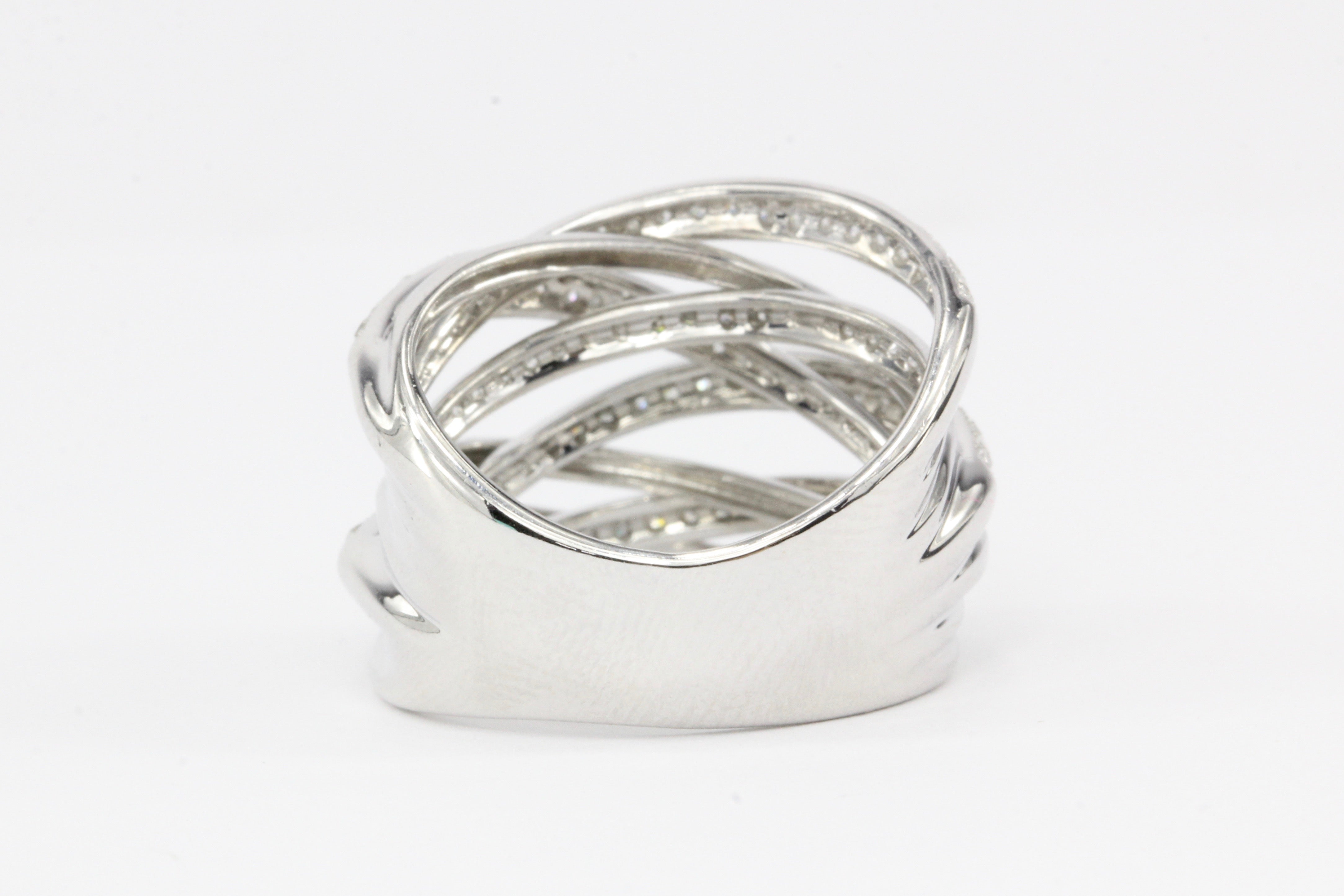 14K White Gold Crossover 1 CTW Diamond Ring - Queen May