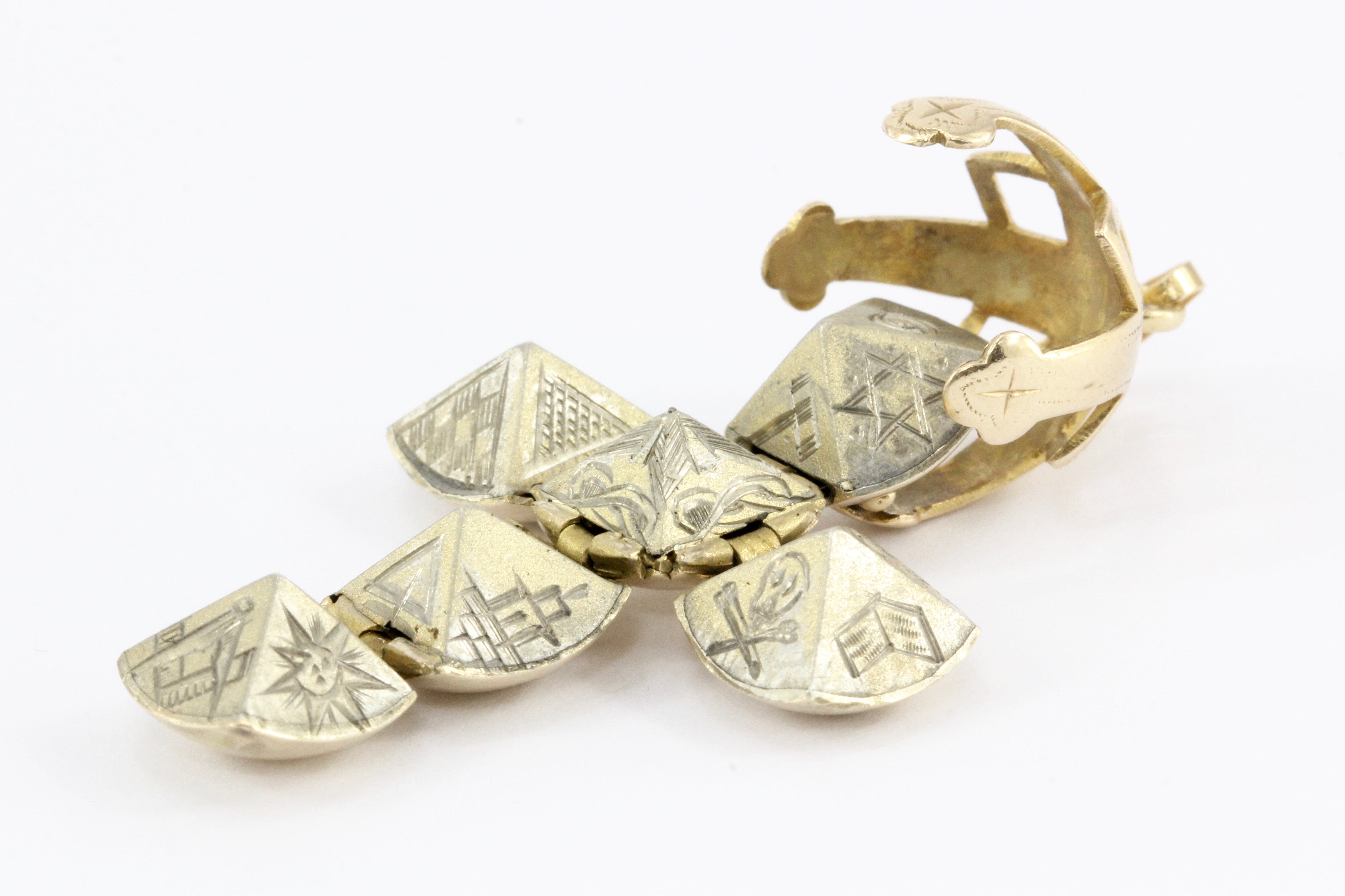 Victorian 9K Yellow Gold Masonic Orb Ball Pendant - Queen May