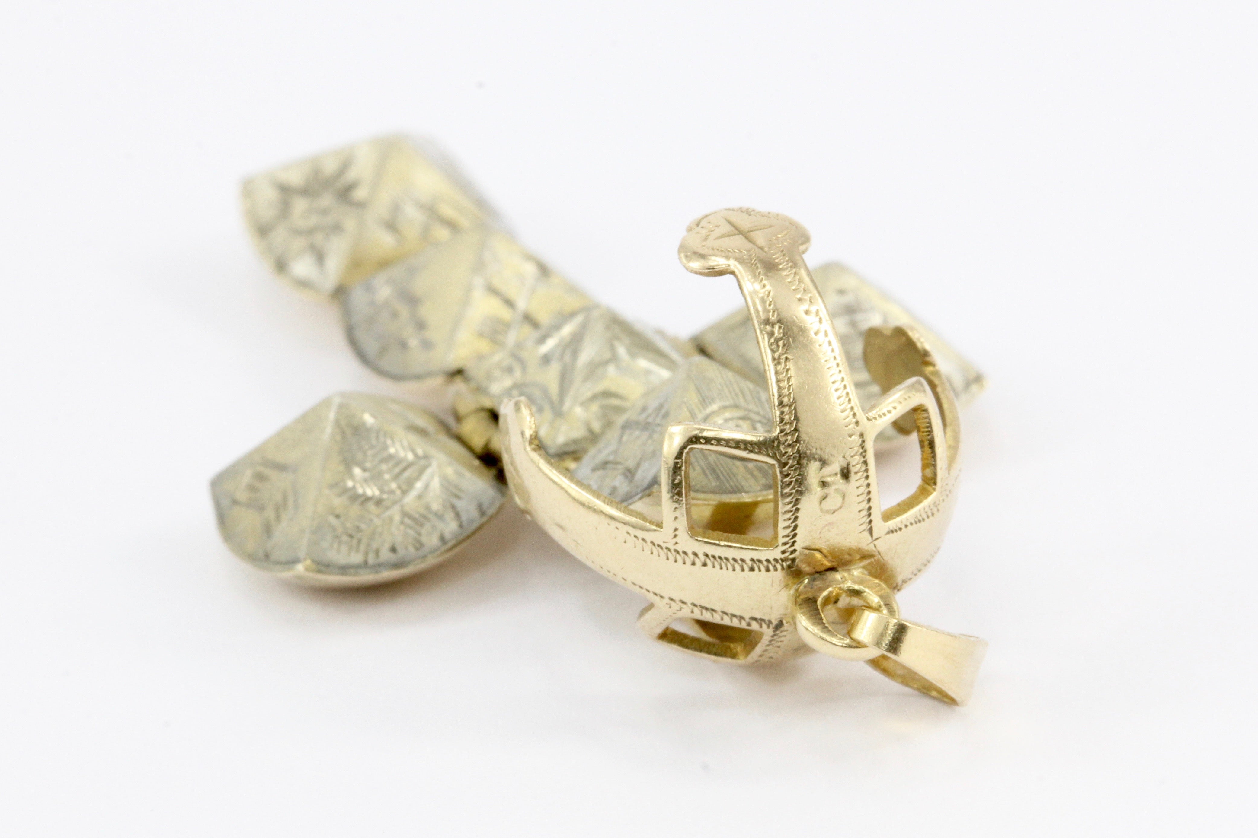 Victorian 9K Yellow Gold Masonic Orb Ball Pendant - Queen May