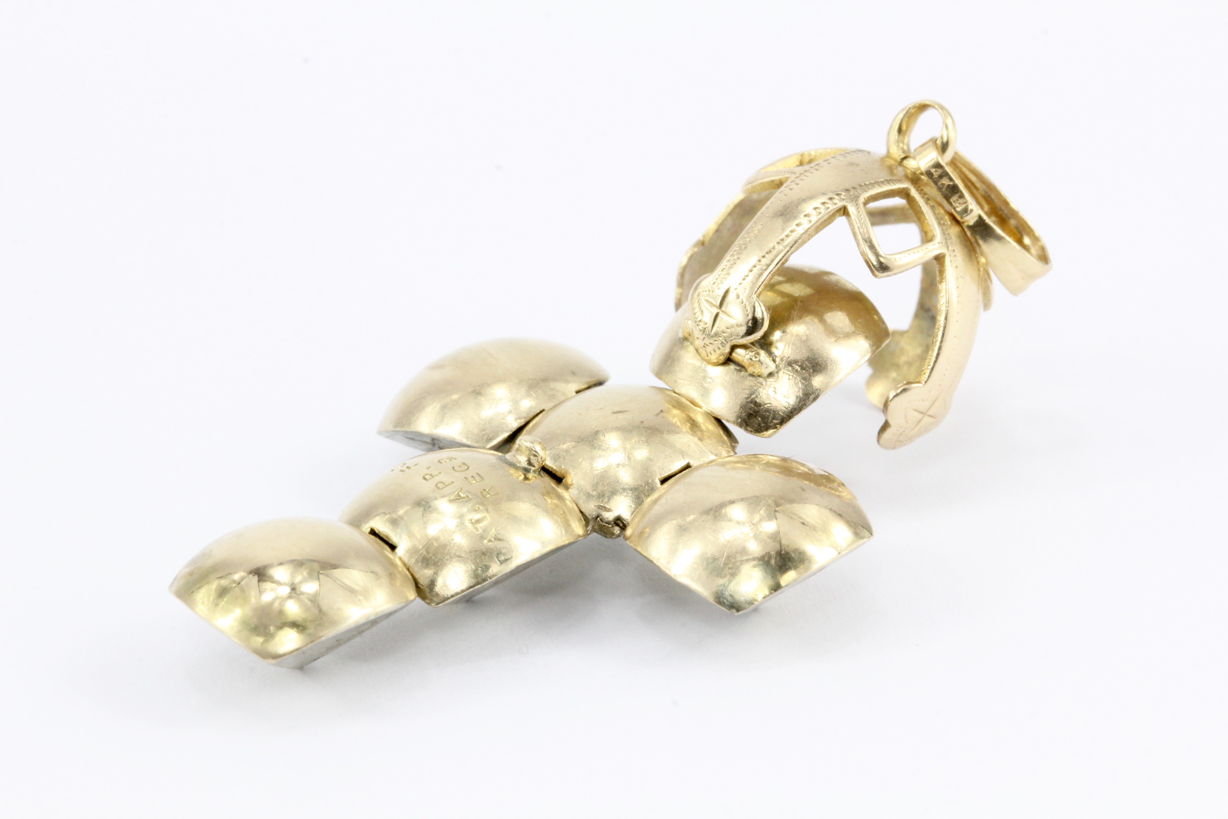 Victorian 9K Yellow Gold Masonic Orb Ball Pendant - Queen May