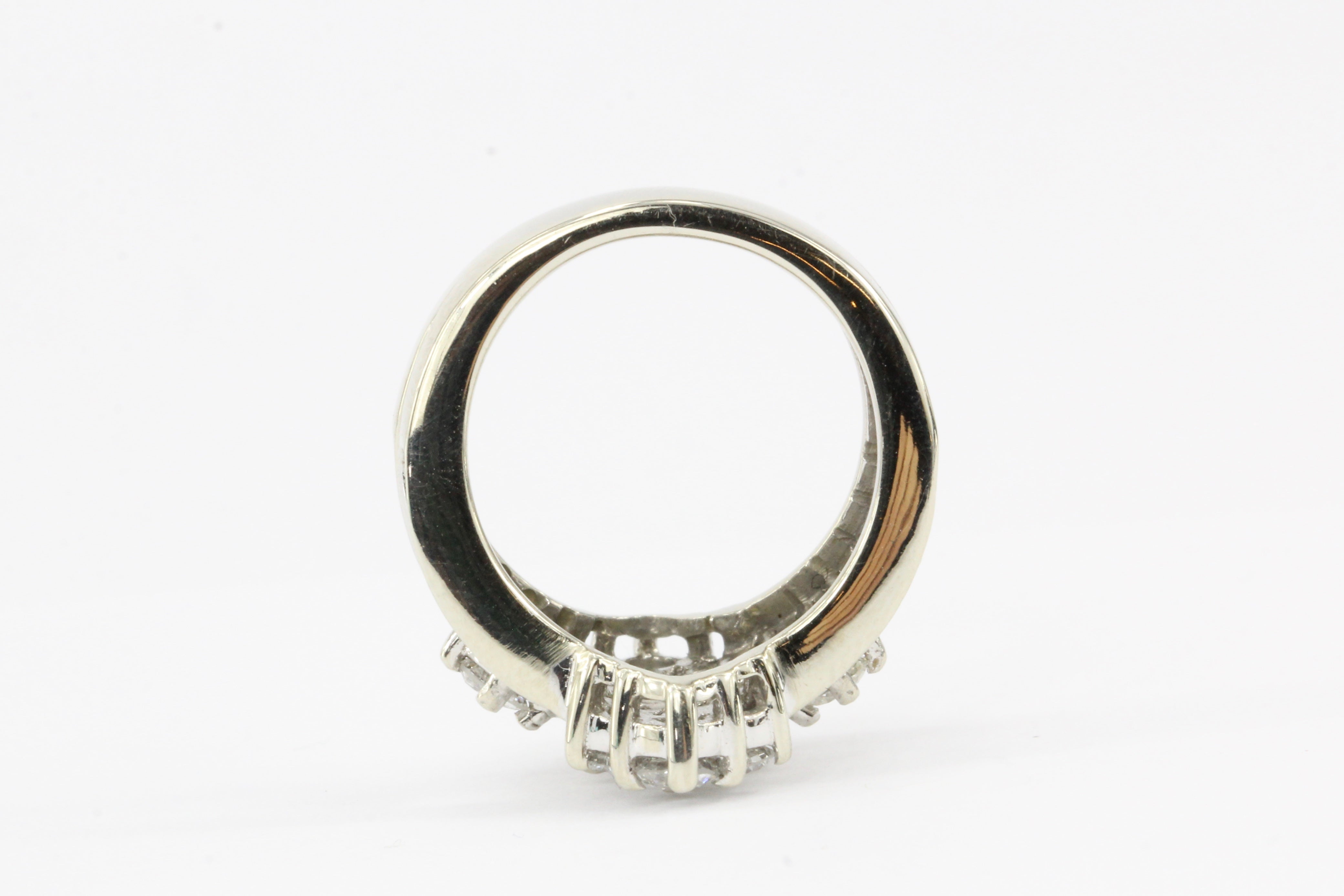 14K White Gold .42 CTR Old European Cut Diamond 1.12 CTW Diamond Ring - Queen May