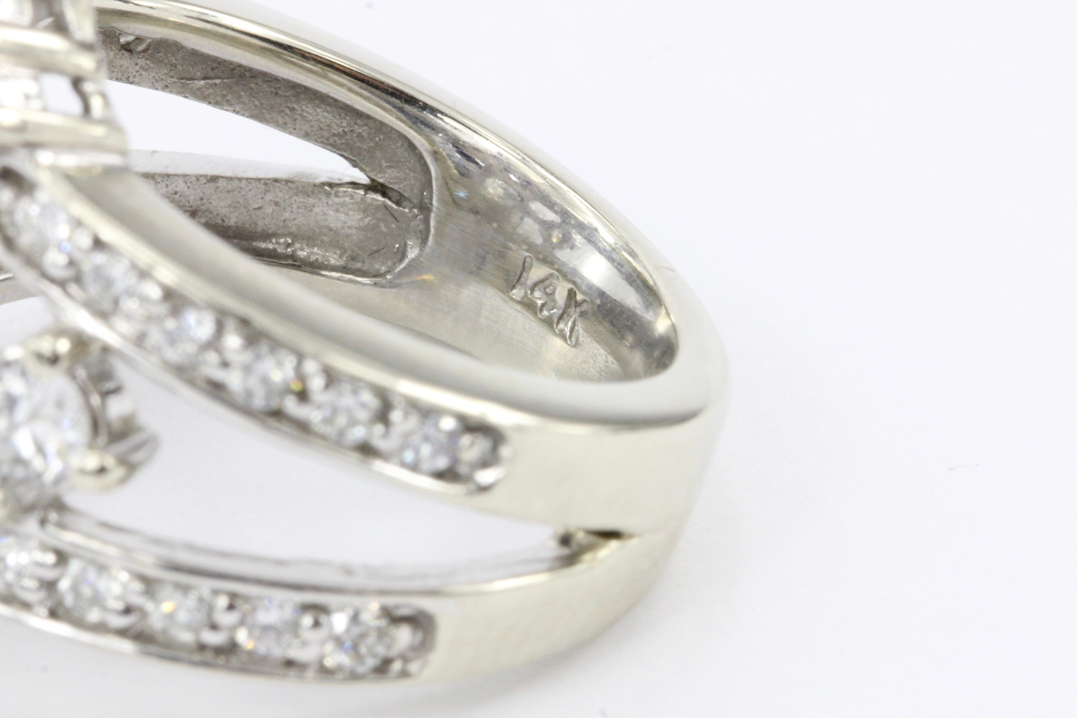 14K White Gold .42 CTR Old European Cut Diamond 1.12 CTW Diamond Ring - Queen May