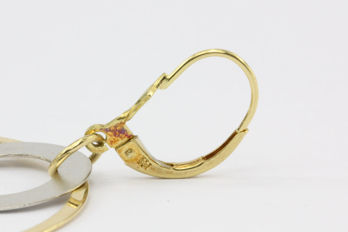 18K Yellow and White Gold Triple Hoop Dangle Earrings - Queen May