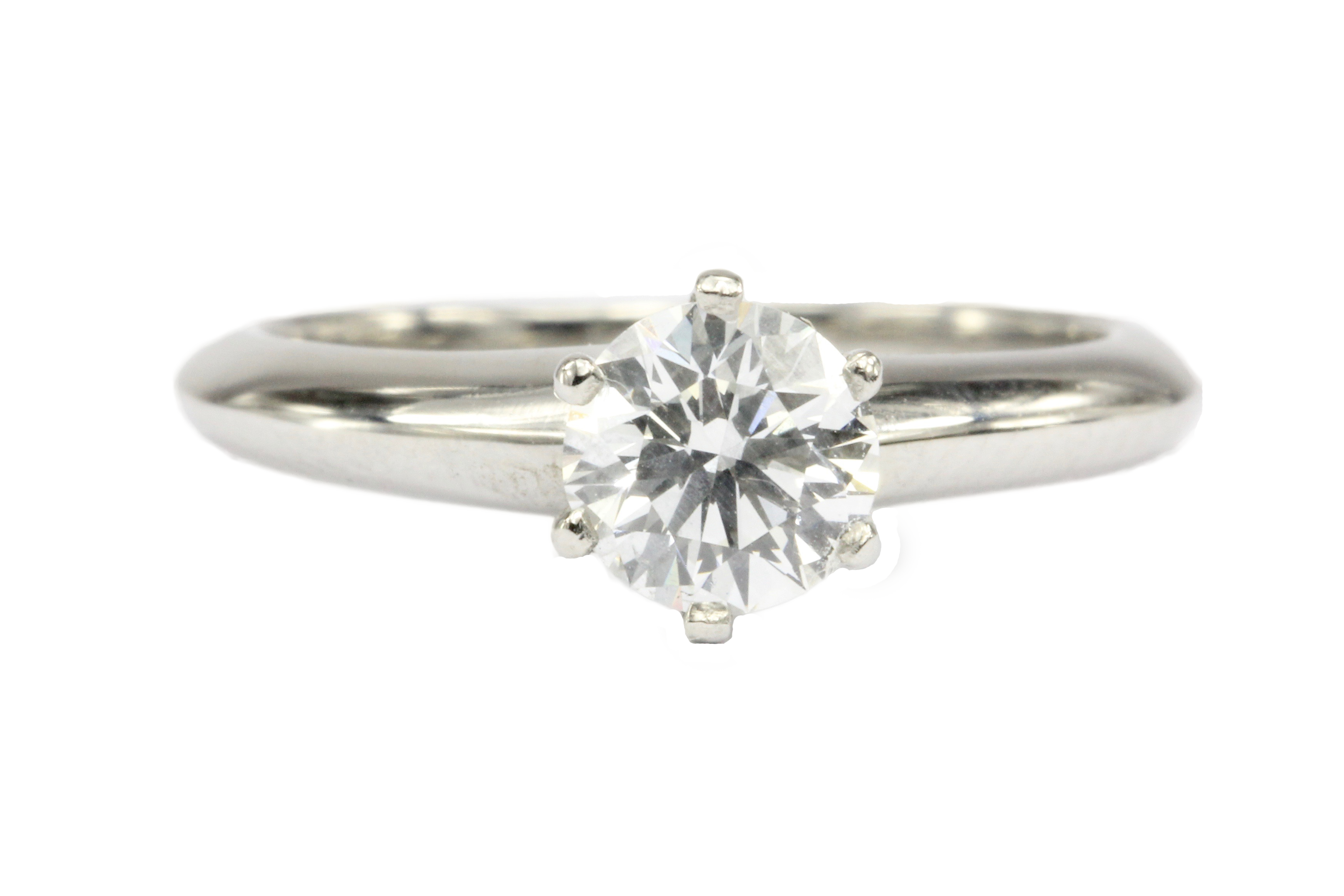 Tiffany & Co Platinum .58 Carat Diamond Solitaire Ring Size 4 - Queen May