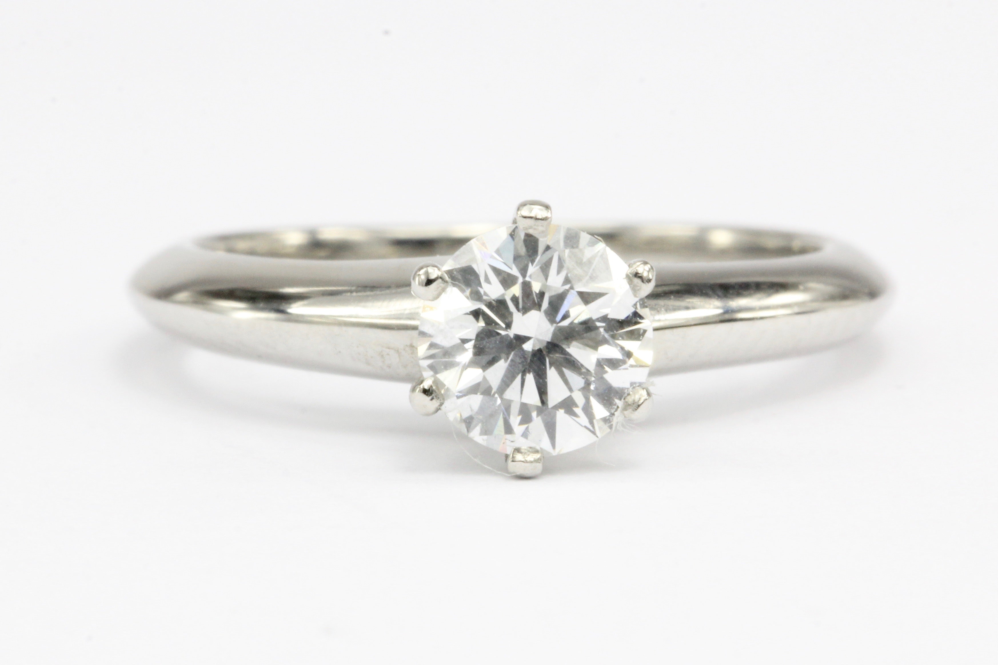 Tiffany & Co Platinum .58 Carat Diamond Solitaire Ring Size 4 - Queen May