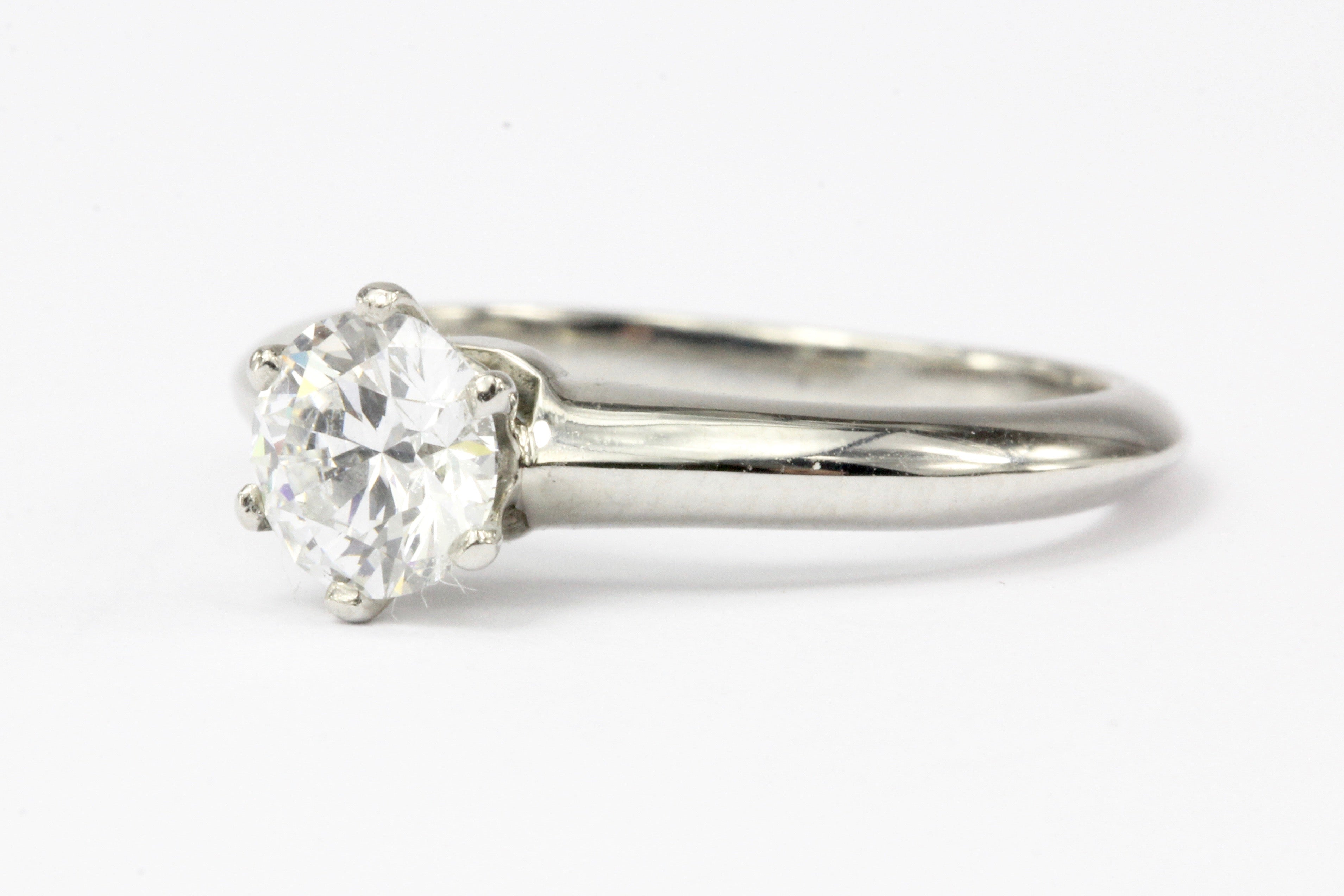 Tiffany & Co Platinum .58 Carat Diamond Solitaire Ring Size 4 - Queen May