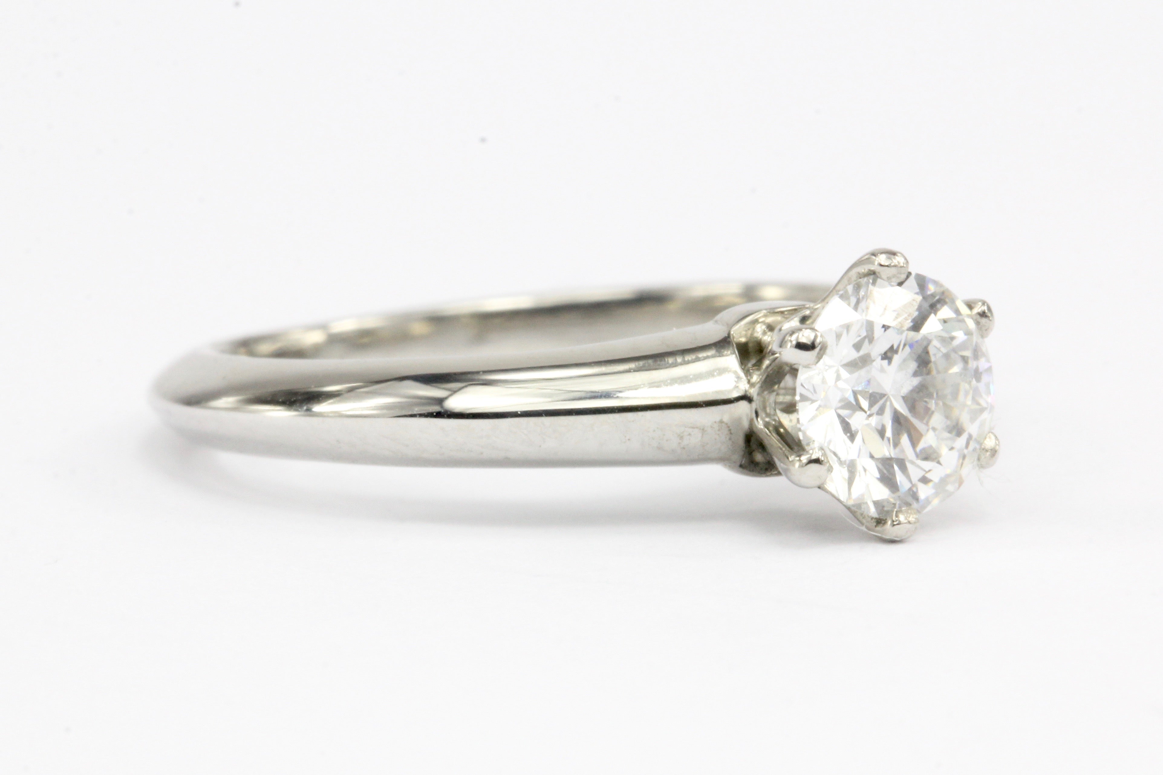 Tiffany & Co Platinum .58 Carat Diamond Solitaire Ring Size 4 - Queen May