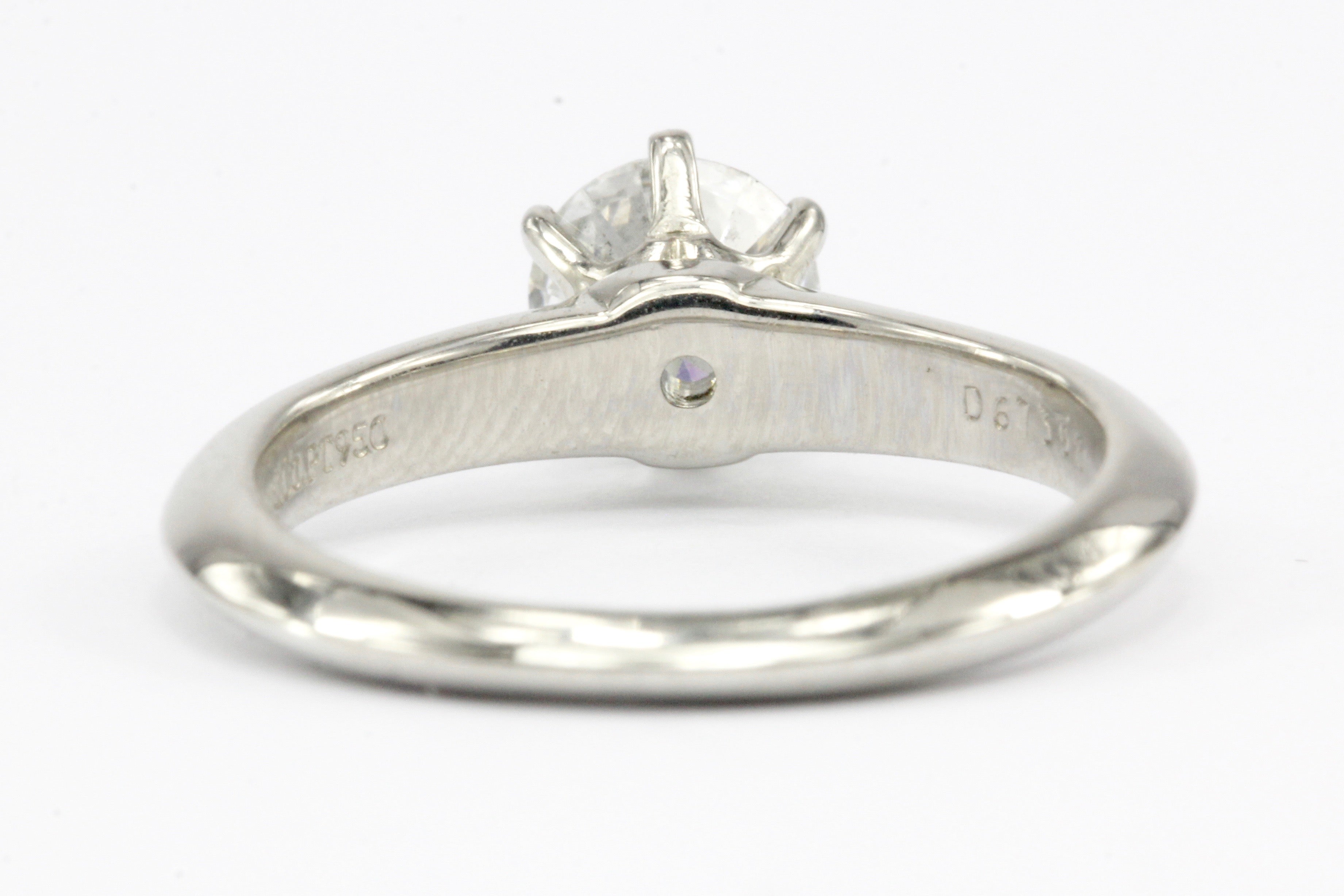 Tiffany & Co Platinum .58 Carat Diamond Solitaire Ring Size 4 - Queen May