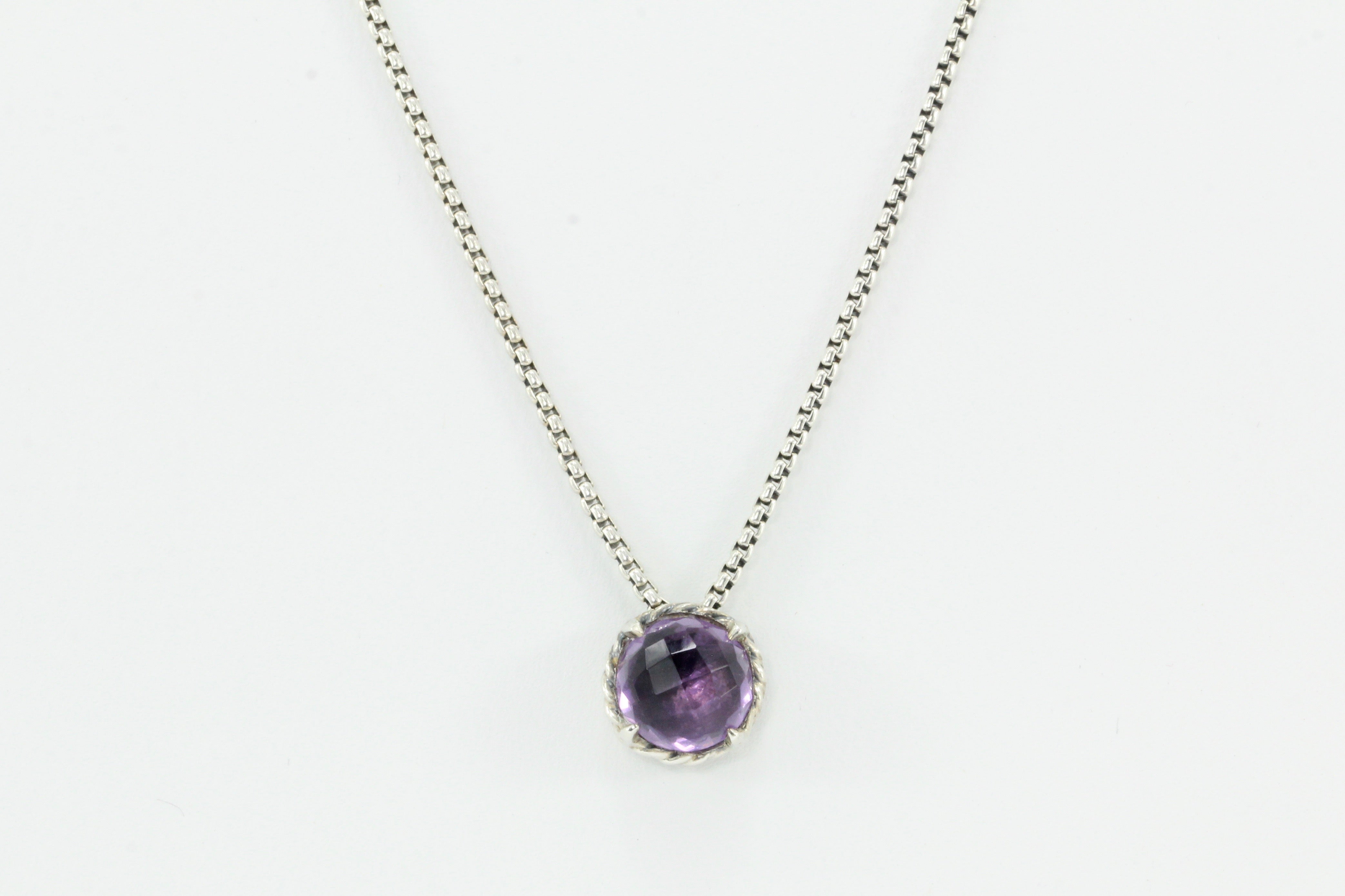 David Yurman Sterling Silver Amethyst Pendant Necklace - Queen May