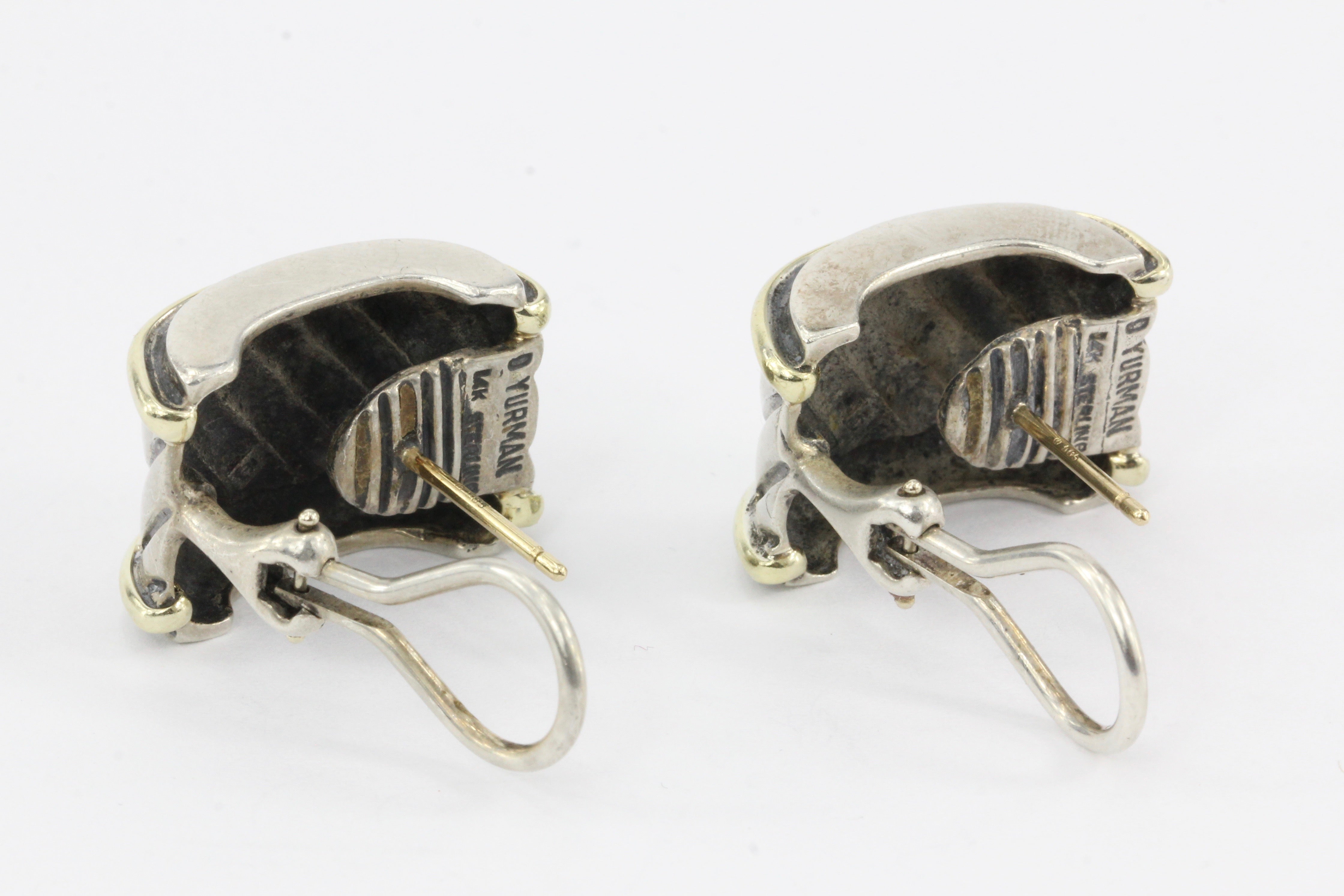 David Yurman Cable Classics Cigar Band Earrings Sterling Silver and 14K - Queen May