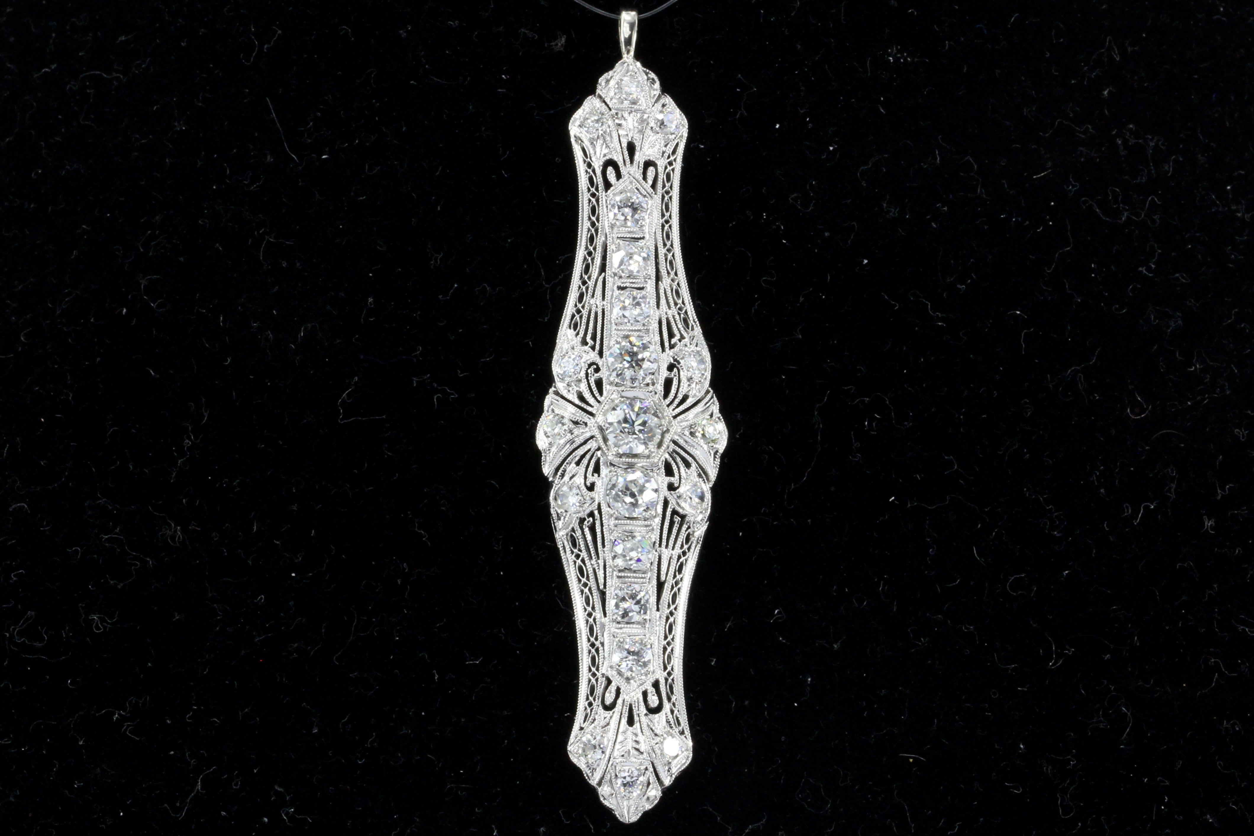 Art Deco Platinum Diamond Converted Pendant - Queen May