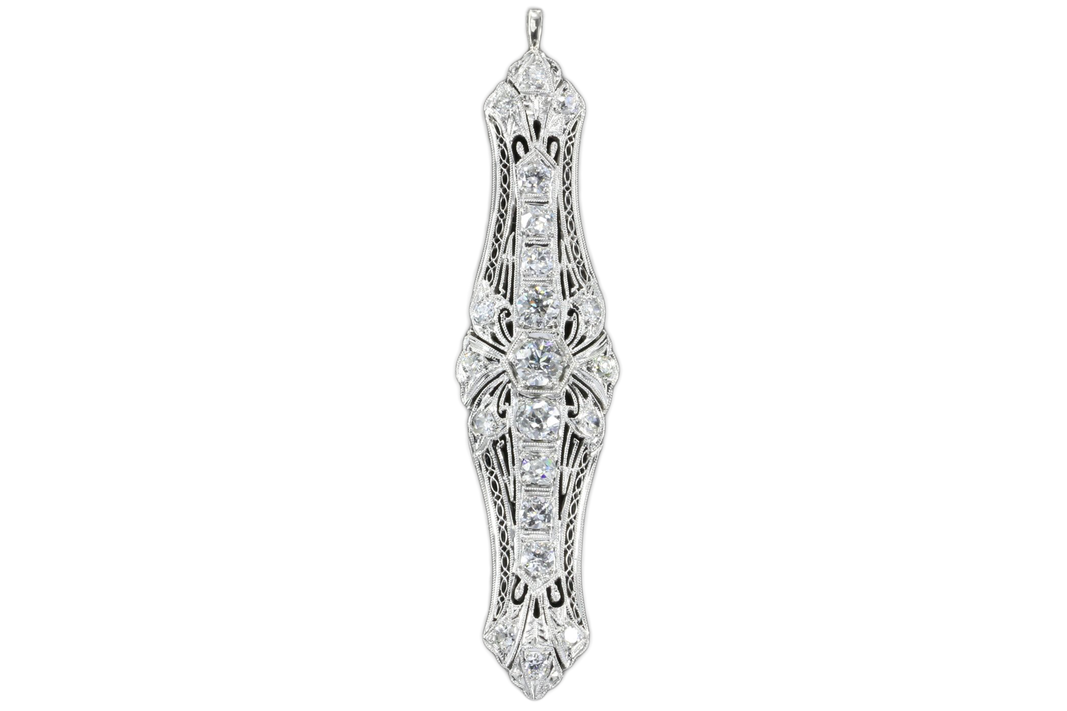 Art Deco Platinum Diamond Converted Pendant - Queen May