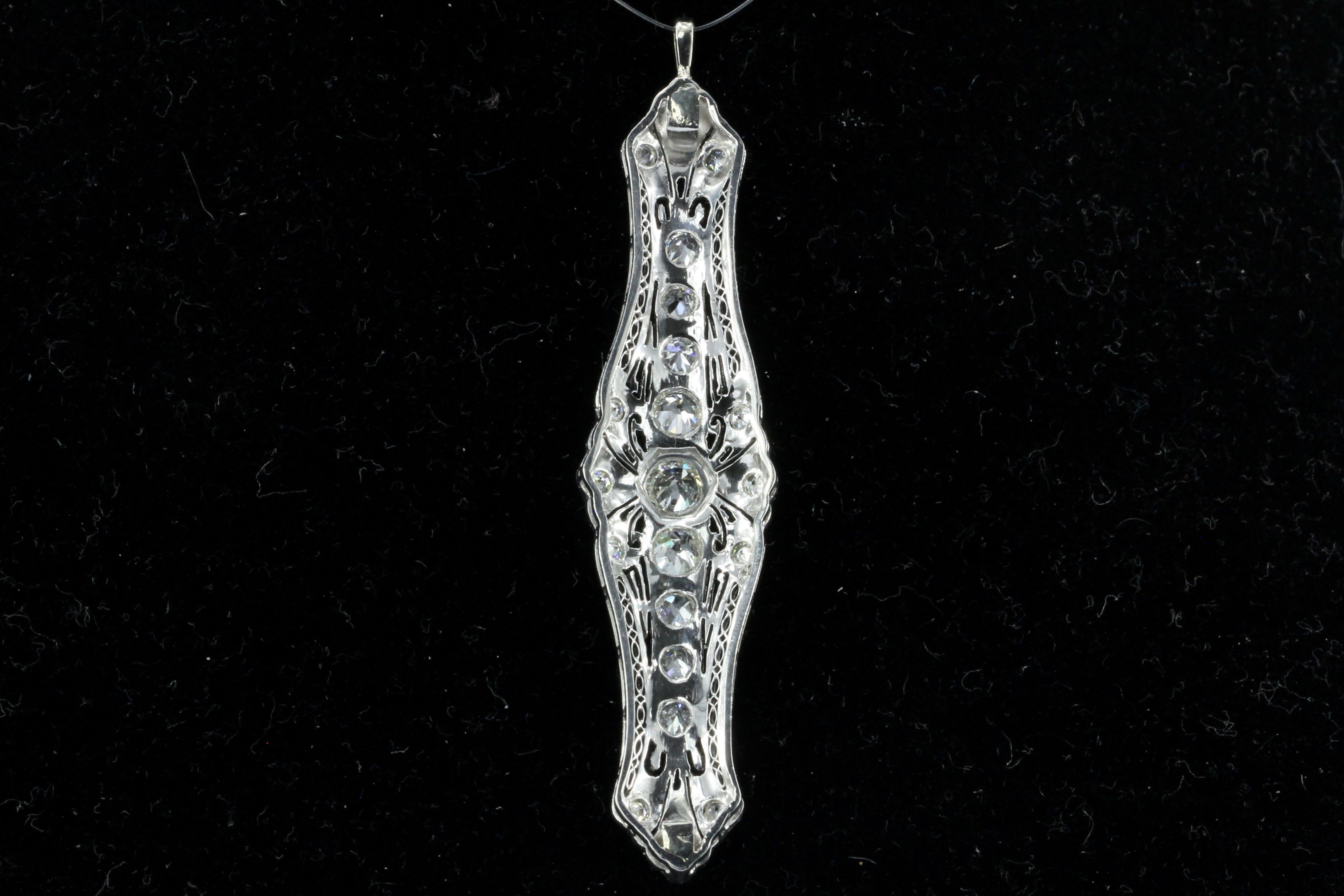 Art Deco Platinum Diamond Converted Pendant - Queen May