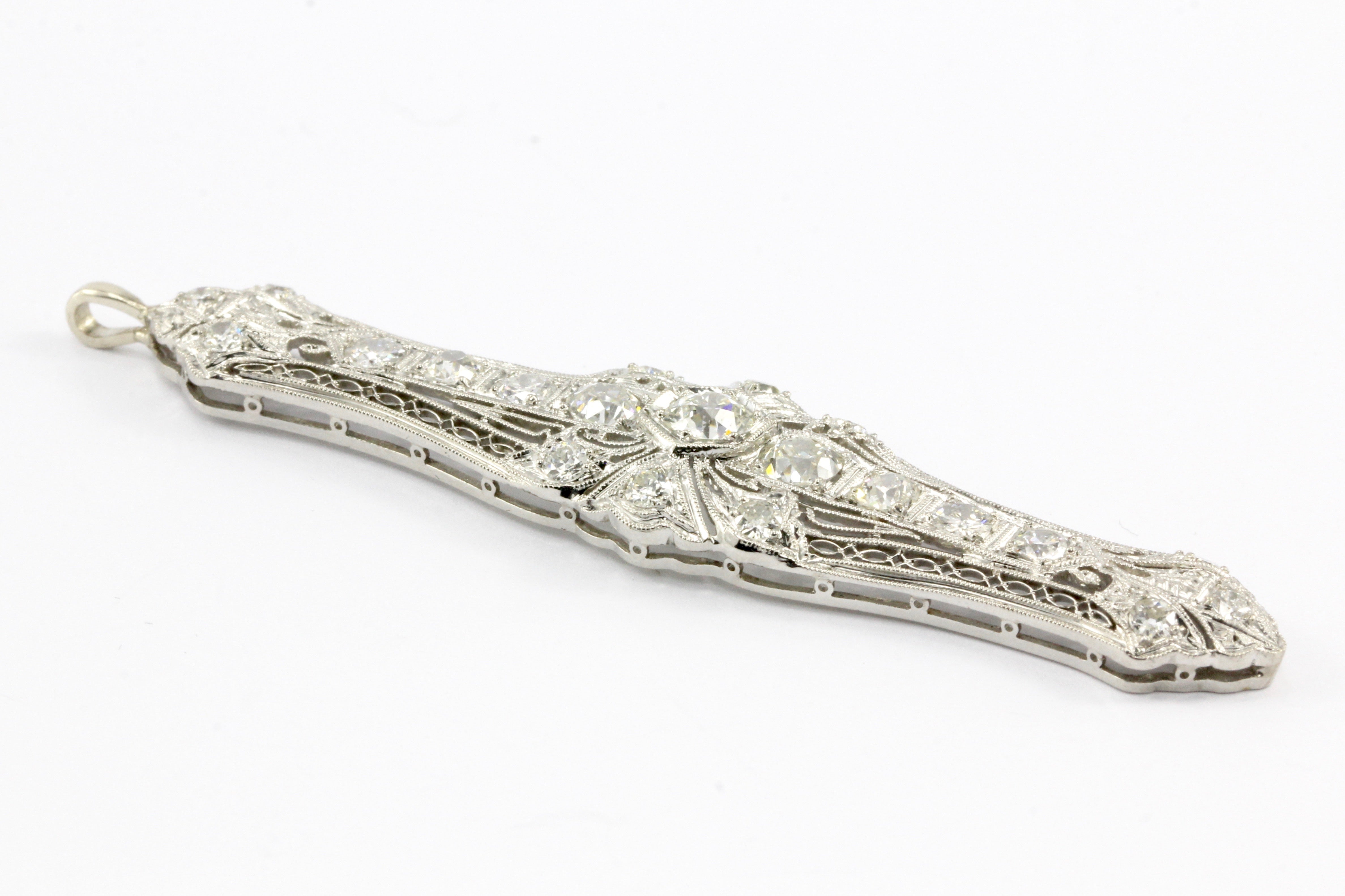 Art Deco Platinum Diamond Converted Pendant - Queen May