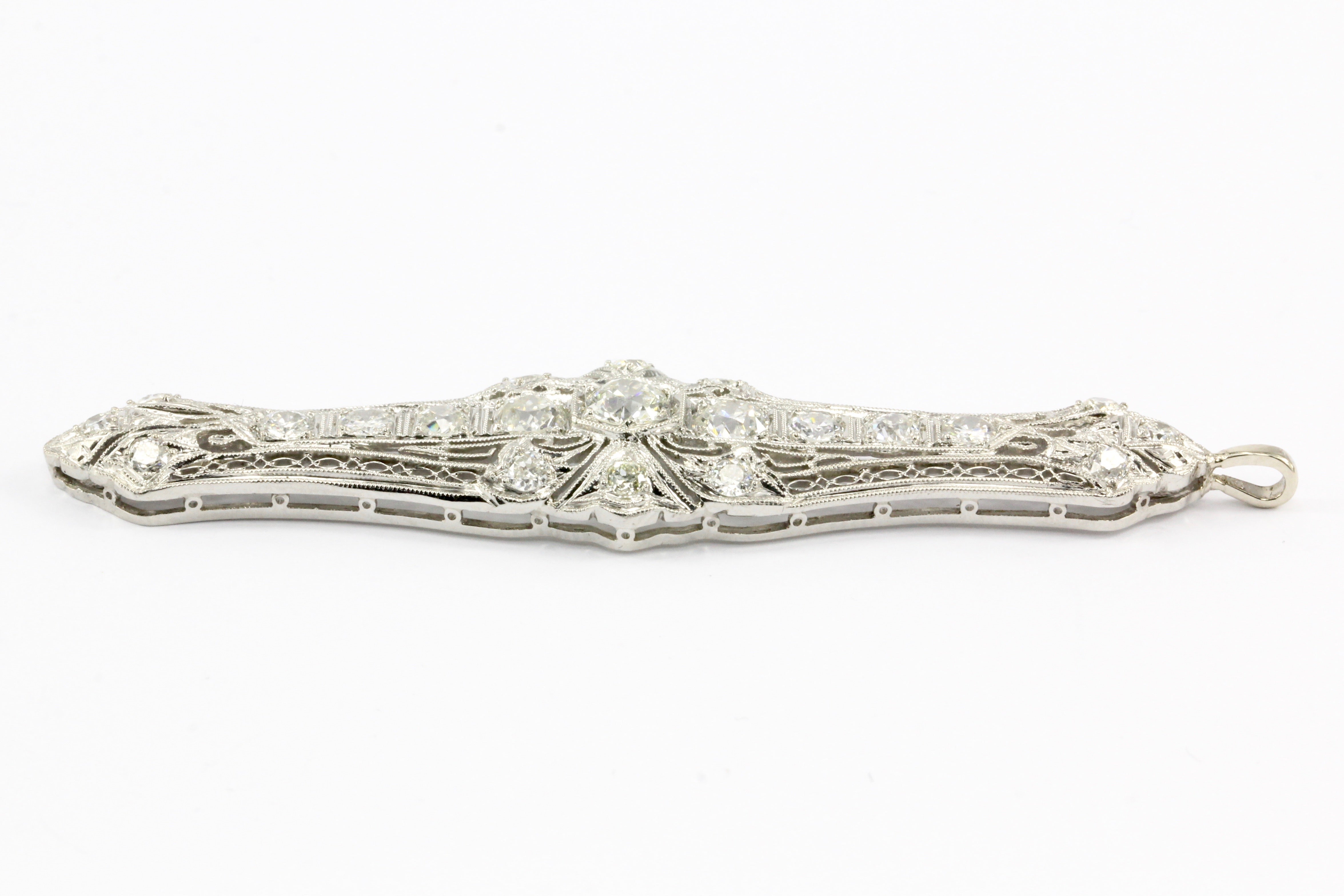 Art Deco Platinum Diamond Converted Pendant - Queen May