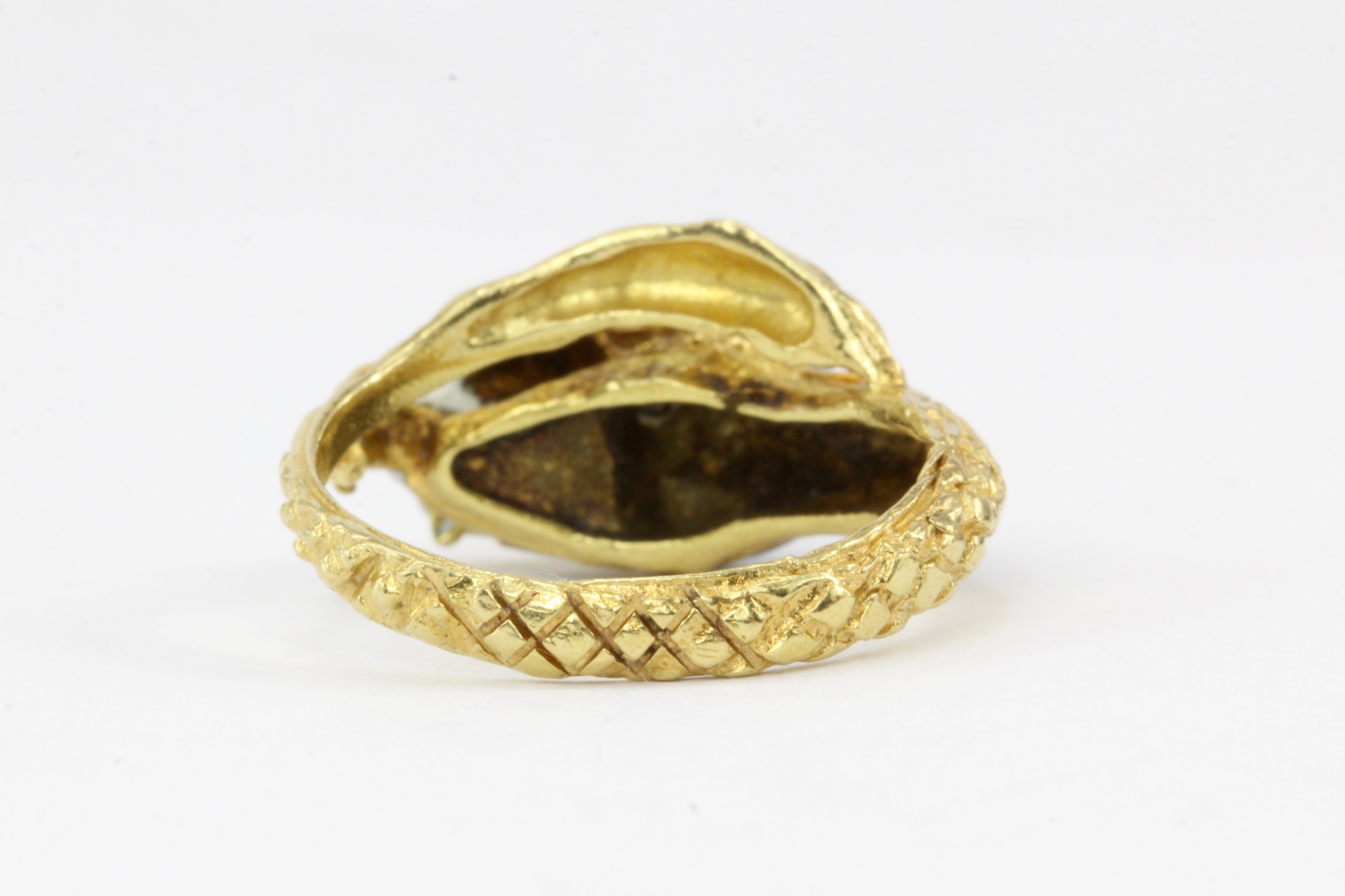 Retro 18K Yellow Gold Enamel Snake Ring - Queen May