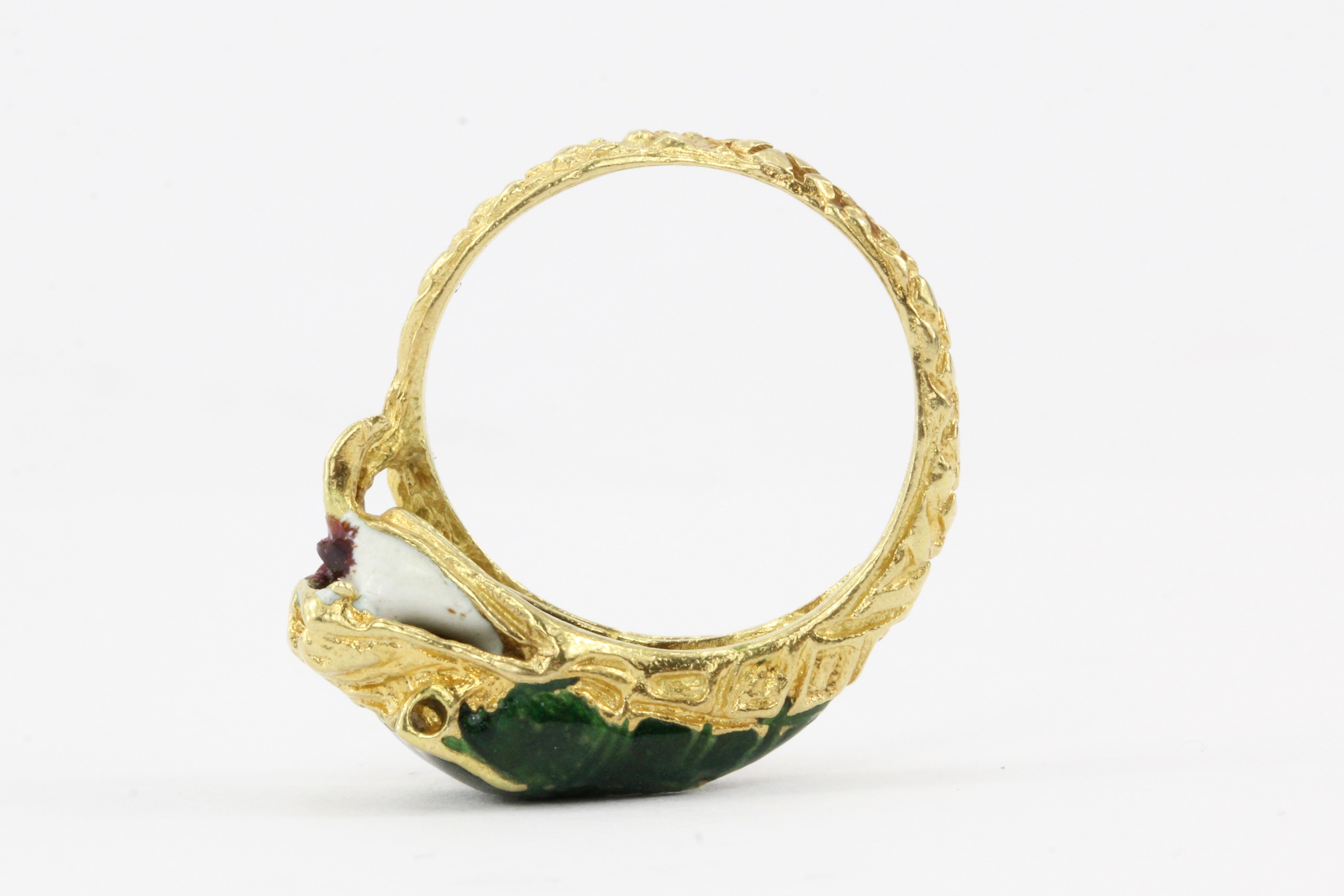 Retro 18K Yellow Gold Enamel Snake Ring - Queen May
