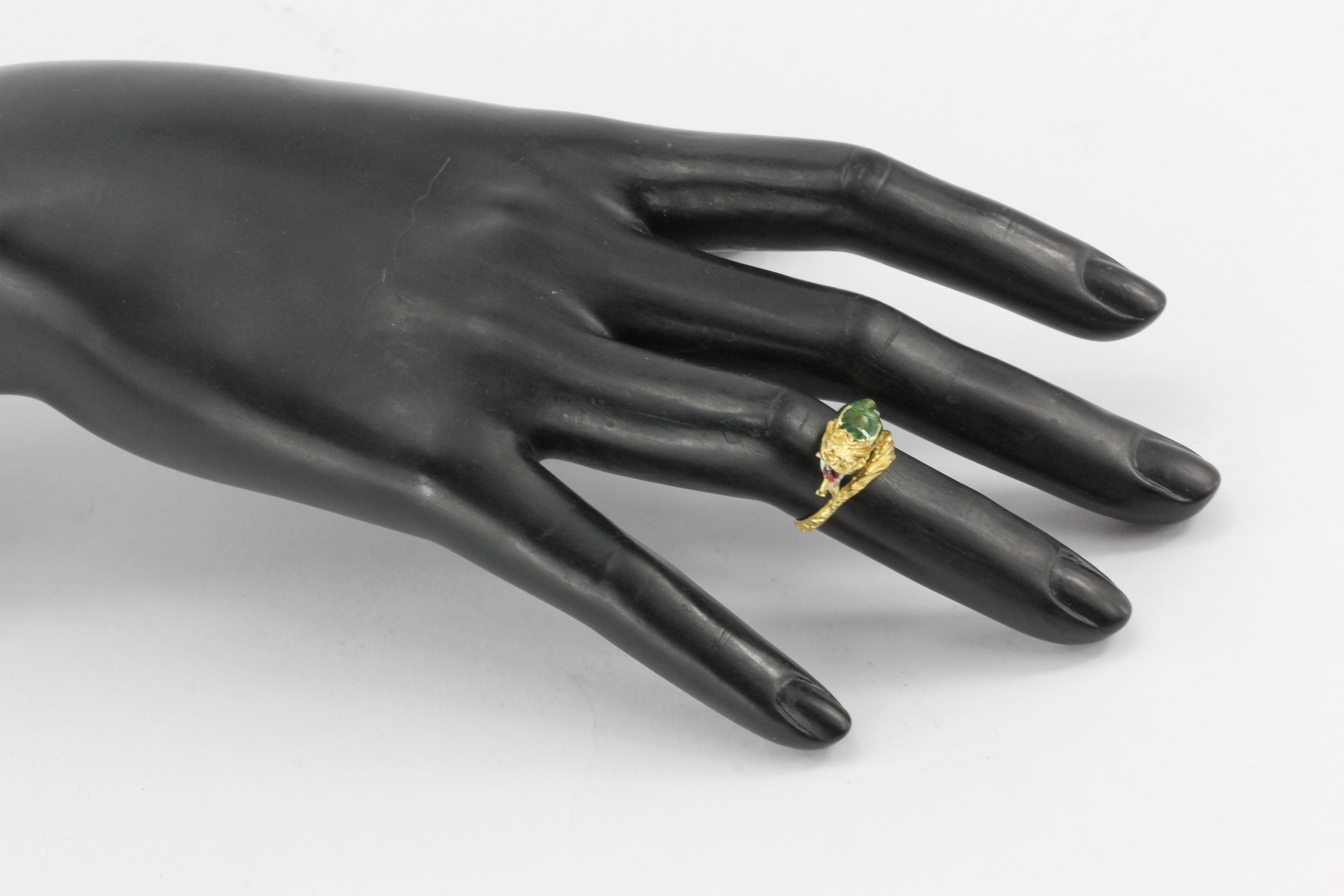 Retro 18K Yellow Gold Enamel Snake Ring - Queen May