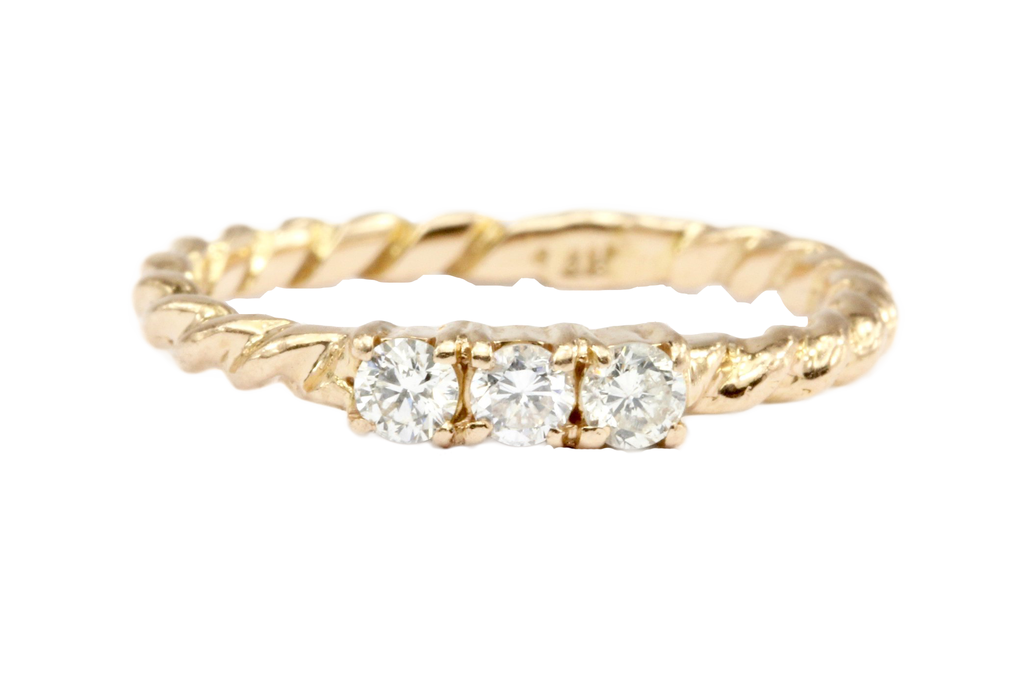 14K Rose Gold Diamond Rope Band Ring Size 3.5 - Queen May