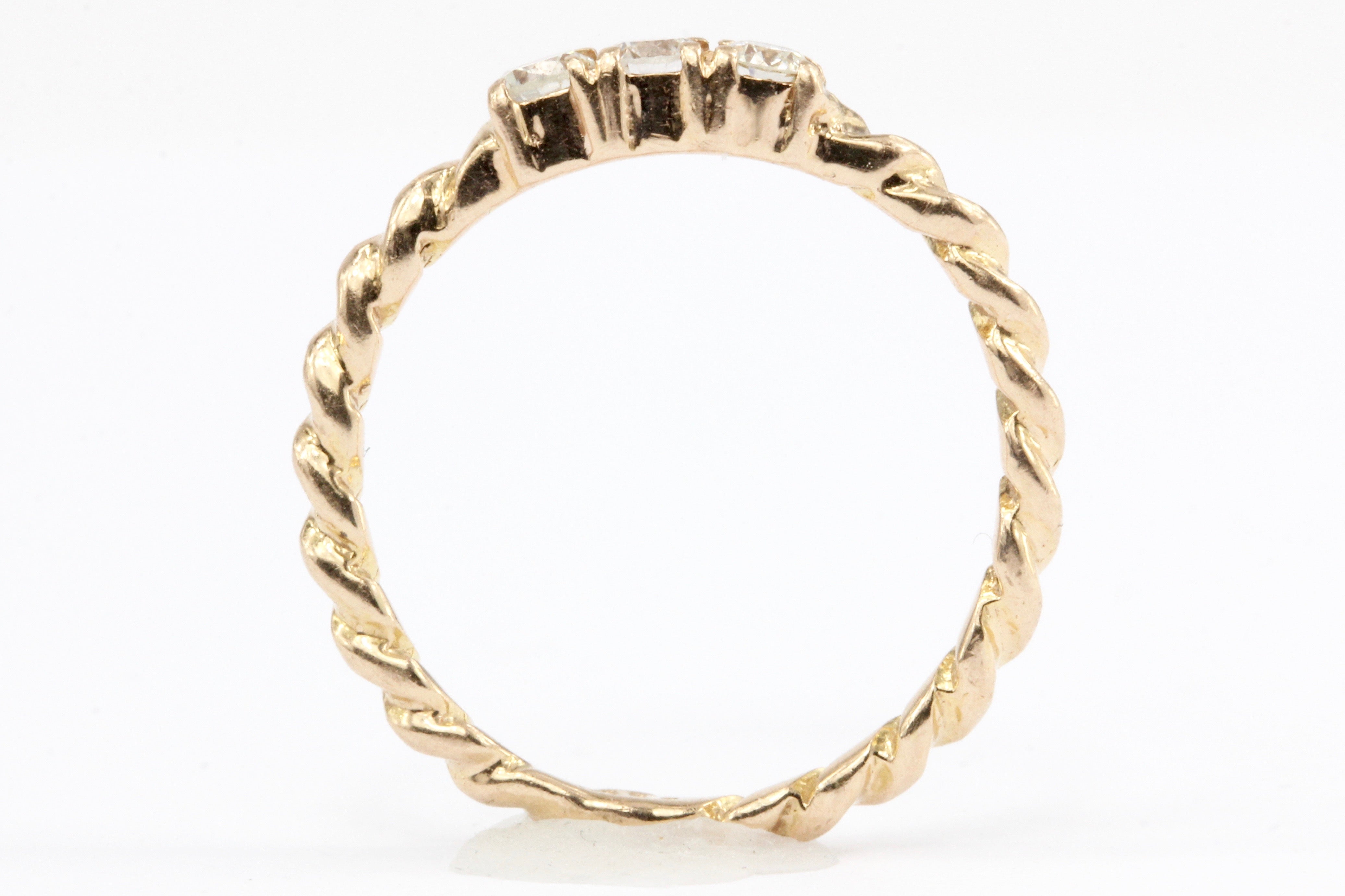 14K Rose Gold Diamond Rope Band Ring Size 3.5 - Queen May